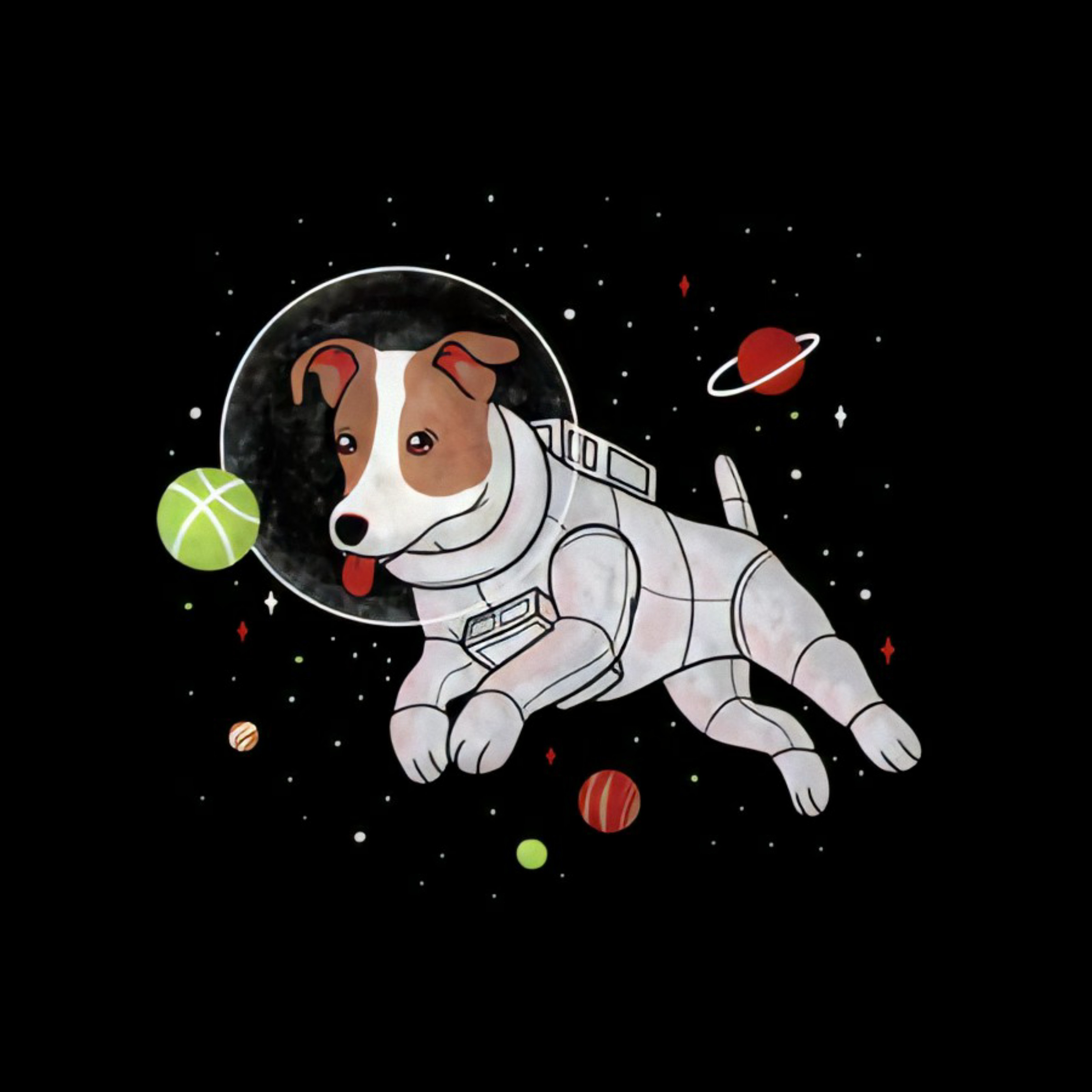 Dog in Space (3200x3200) r/Amoledbackgrounds