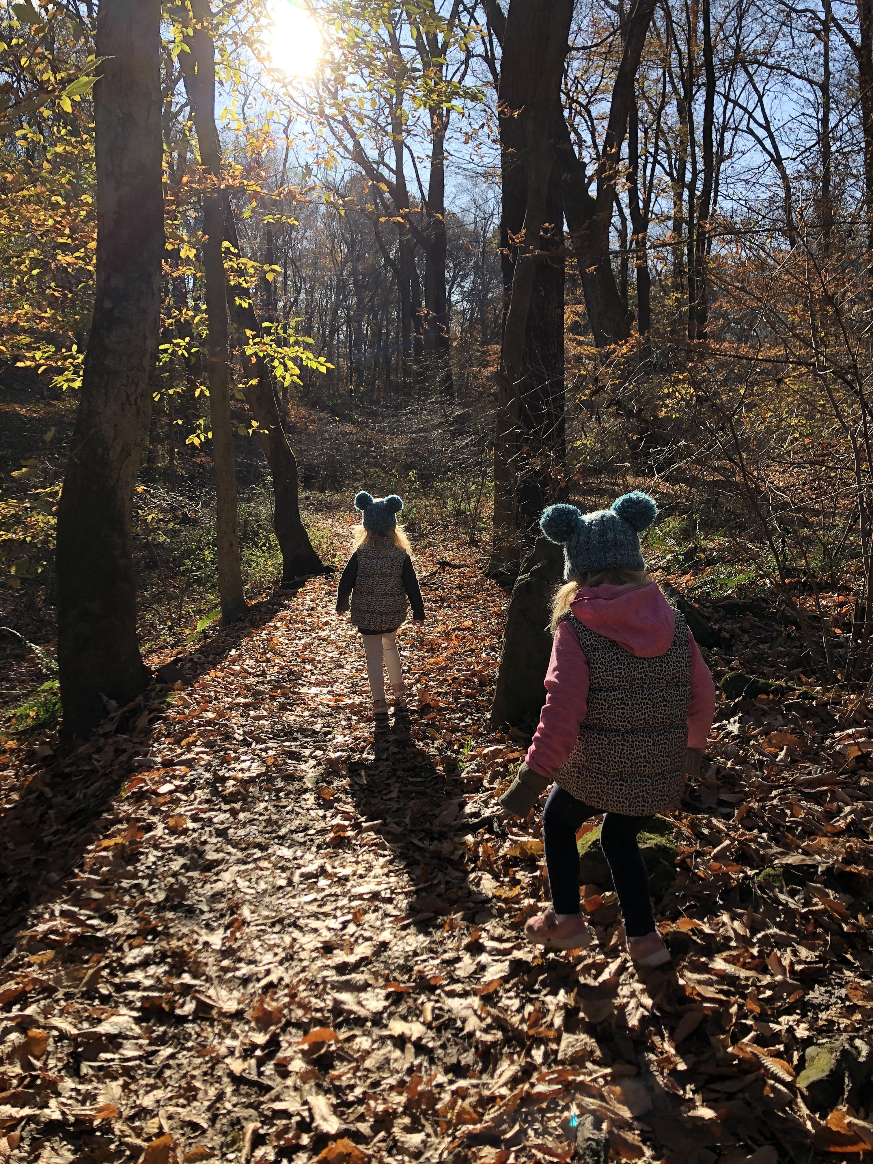 My threeyearold twin daughters first nature hike //Tyler State Park