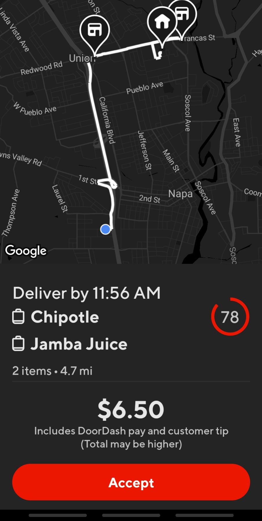 Would you have taken this order ? At rush hour r/doordash_drivers