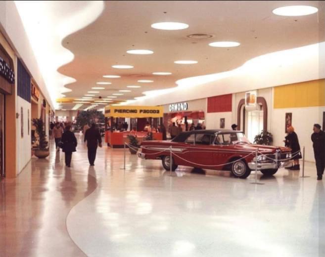 1974 Looking up from the Center Court towards KMart in the brand new