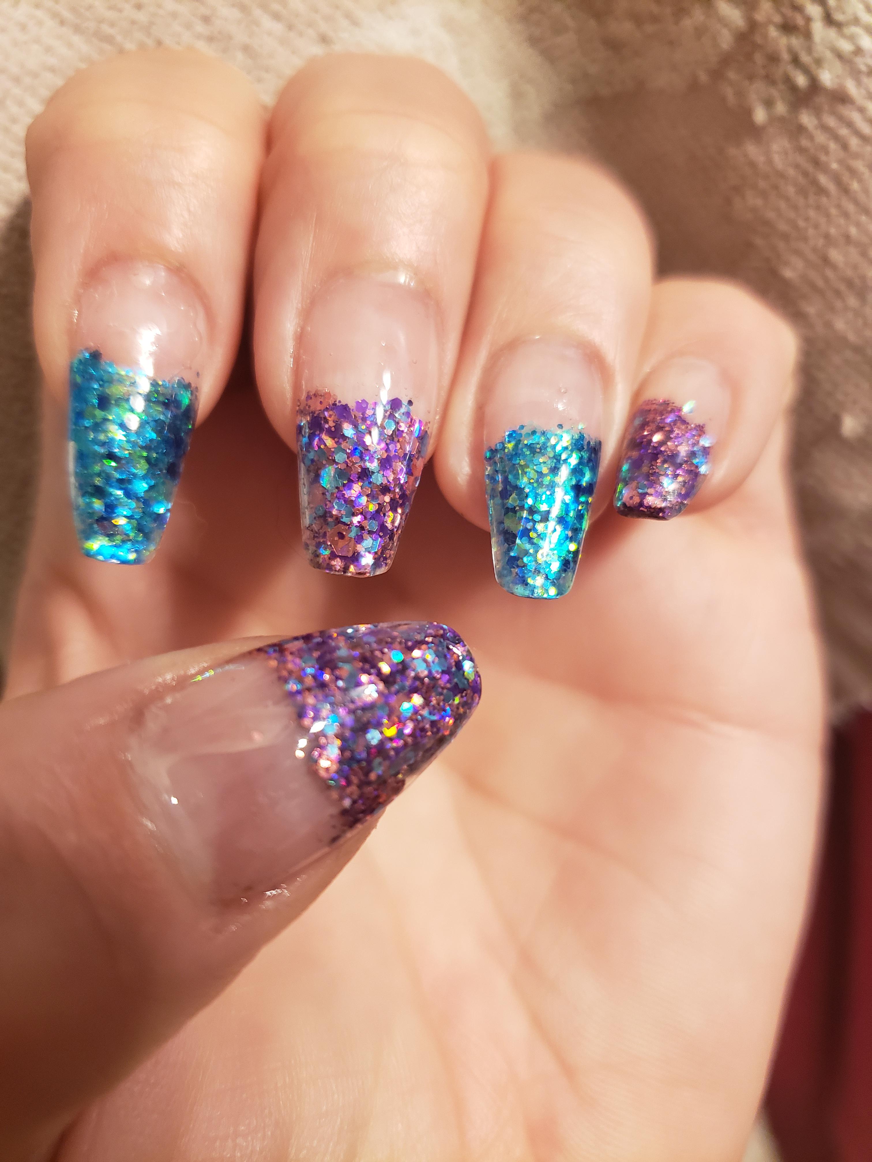 First time doing kiara sky gelly nails with sprinkle on glitter. r/Nails