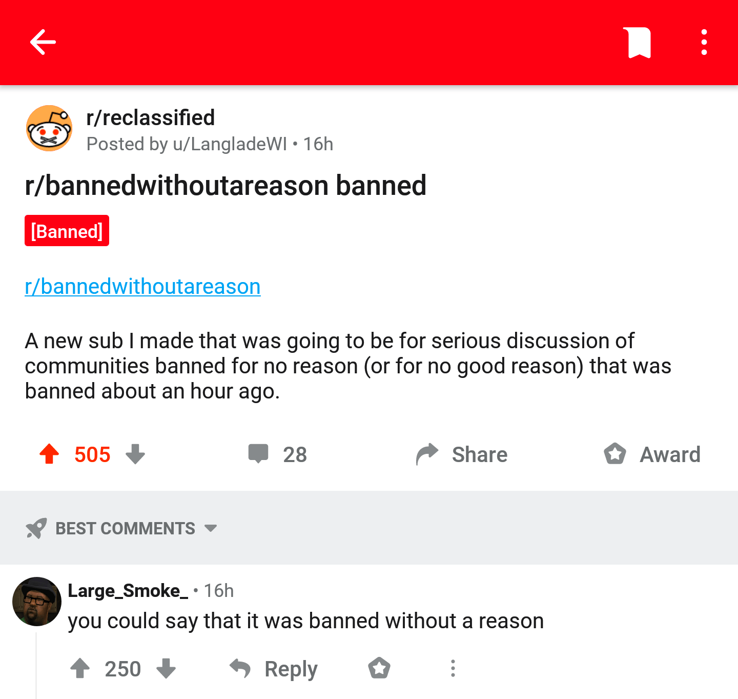 Subreddit discussing the banning of subreddits by Reddit admins without