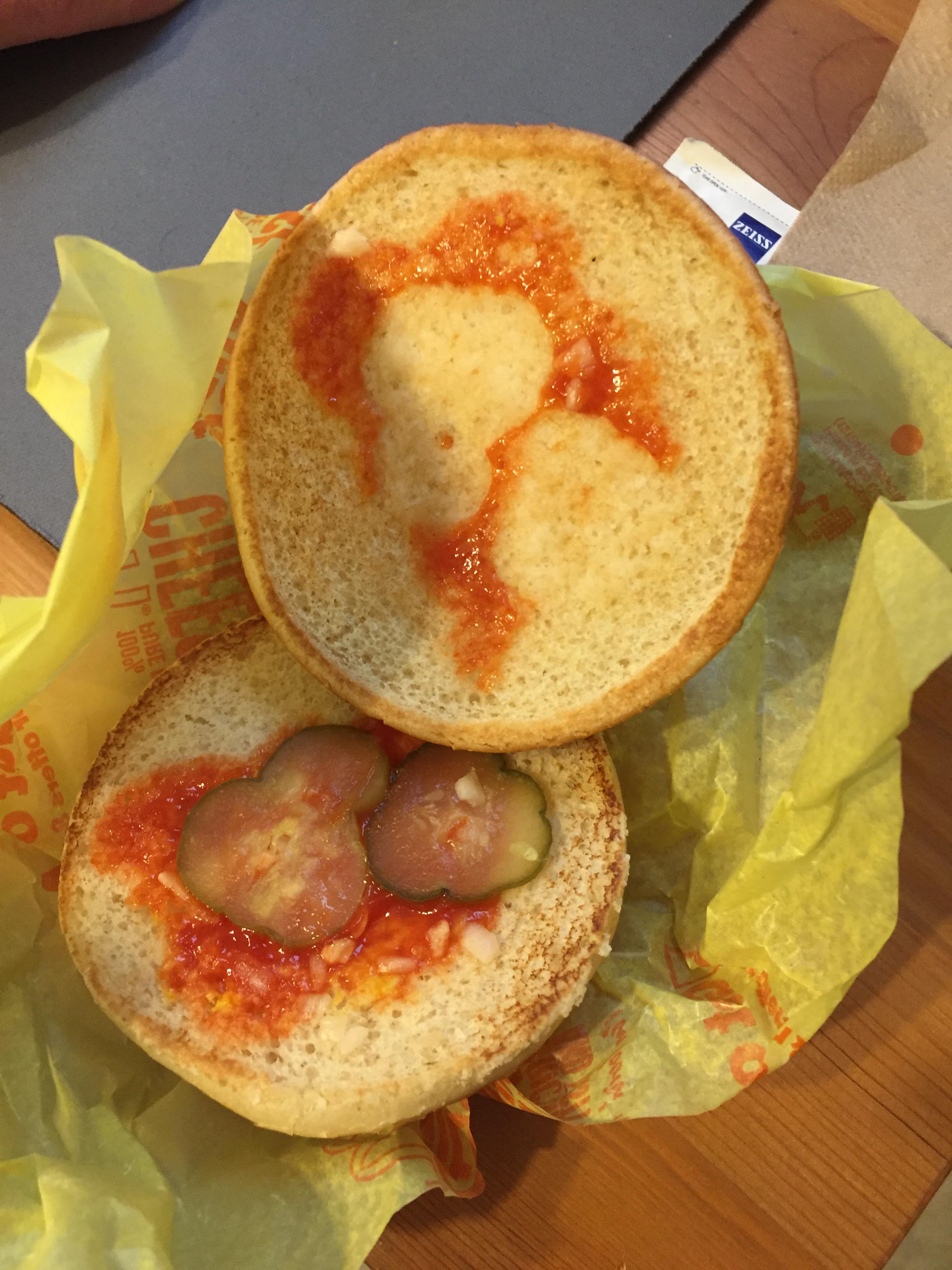 my McDonald's cheeseburger no cheese and no meat. 😑 r/shittyfoodporn