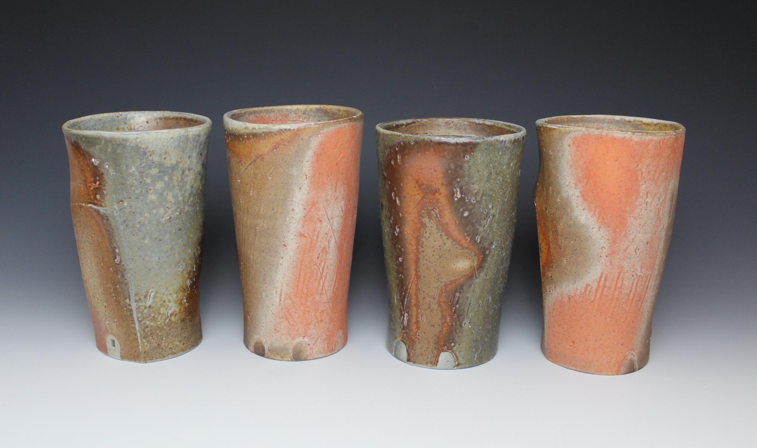 Tumblers. Porcelain, Woodfired and reduction cooled. r/Pottery