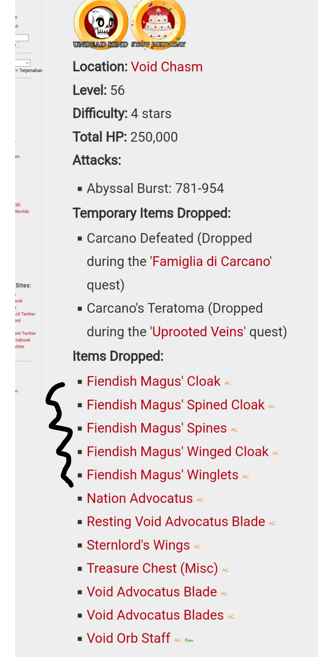 Drop rate for these set cloak? r/AQW
