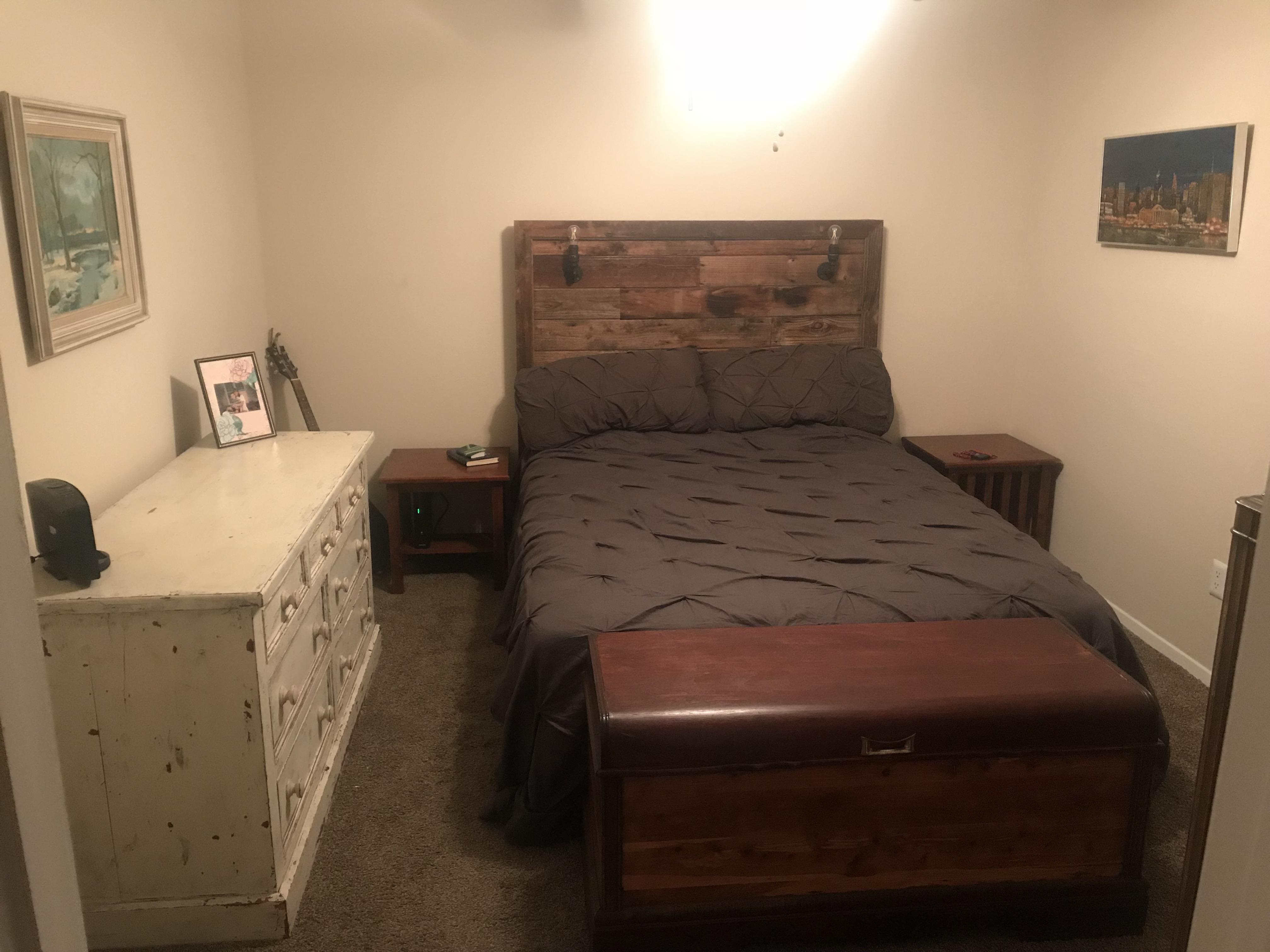 Y'all were helpful with my living room, here's my bedroom! Too much