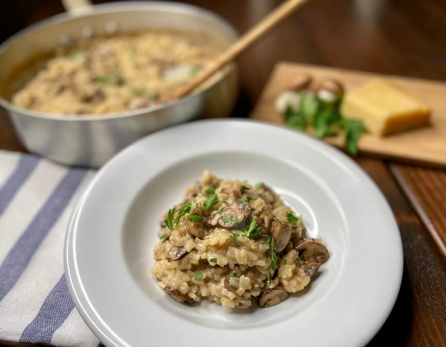 Mushroom Risotto with Parmigiano Reggiano and Fresh Italian Parsley r