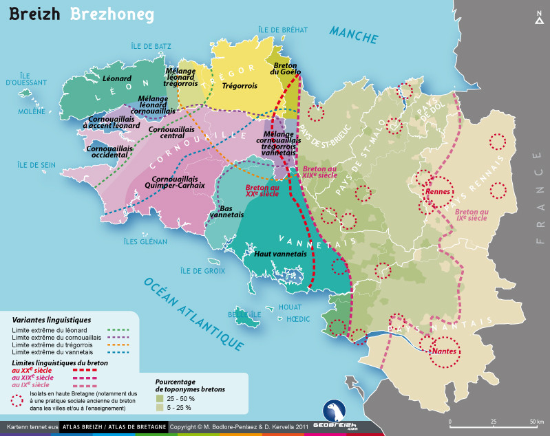 Languages and Dialects of Brittany r/MapPorn