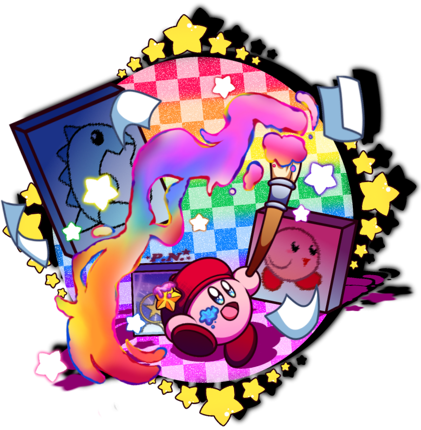 Doodled Artist Kirby! He may not be a skilled painter, but he's still