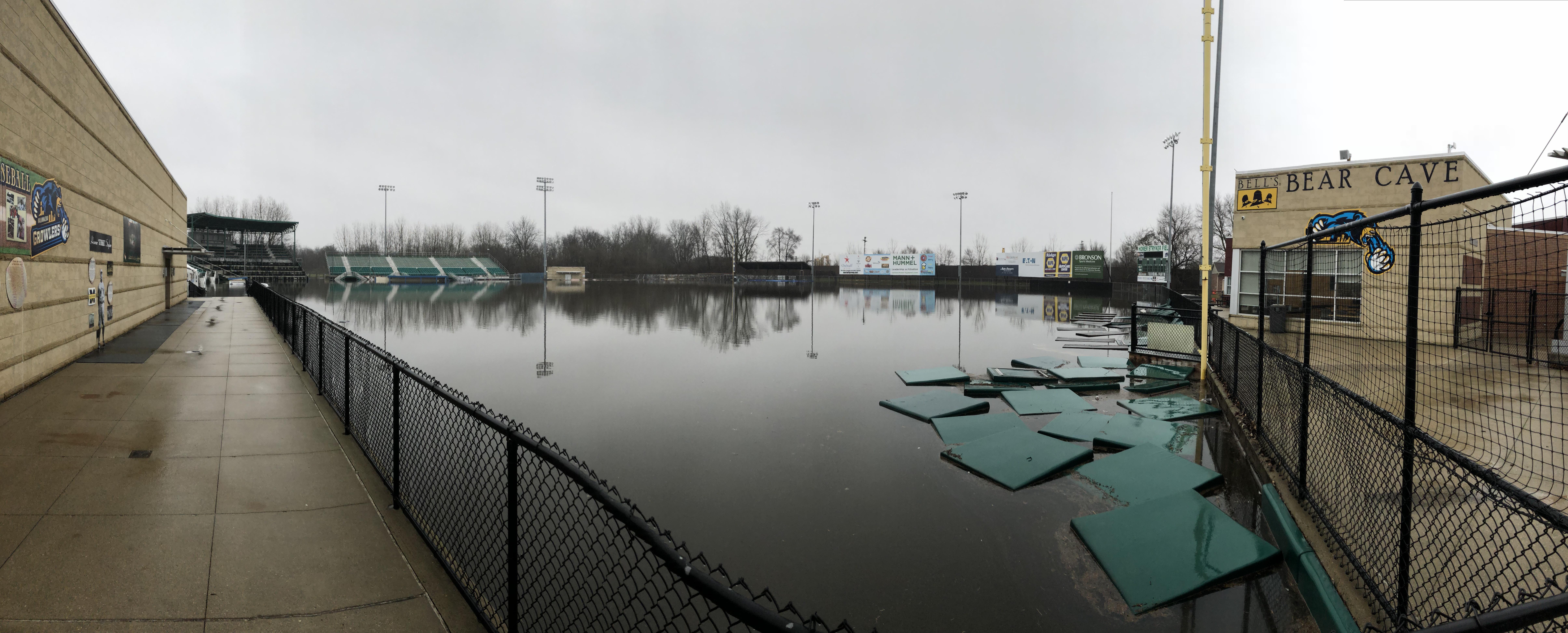 Growlers Stadium under 4 feet of water and climbing r/kzoo