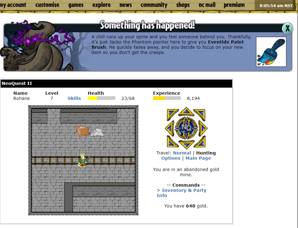 Eventide Paint Brush while playing Neoquest II!!! r/neopets