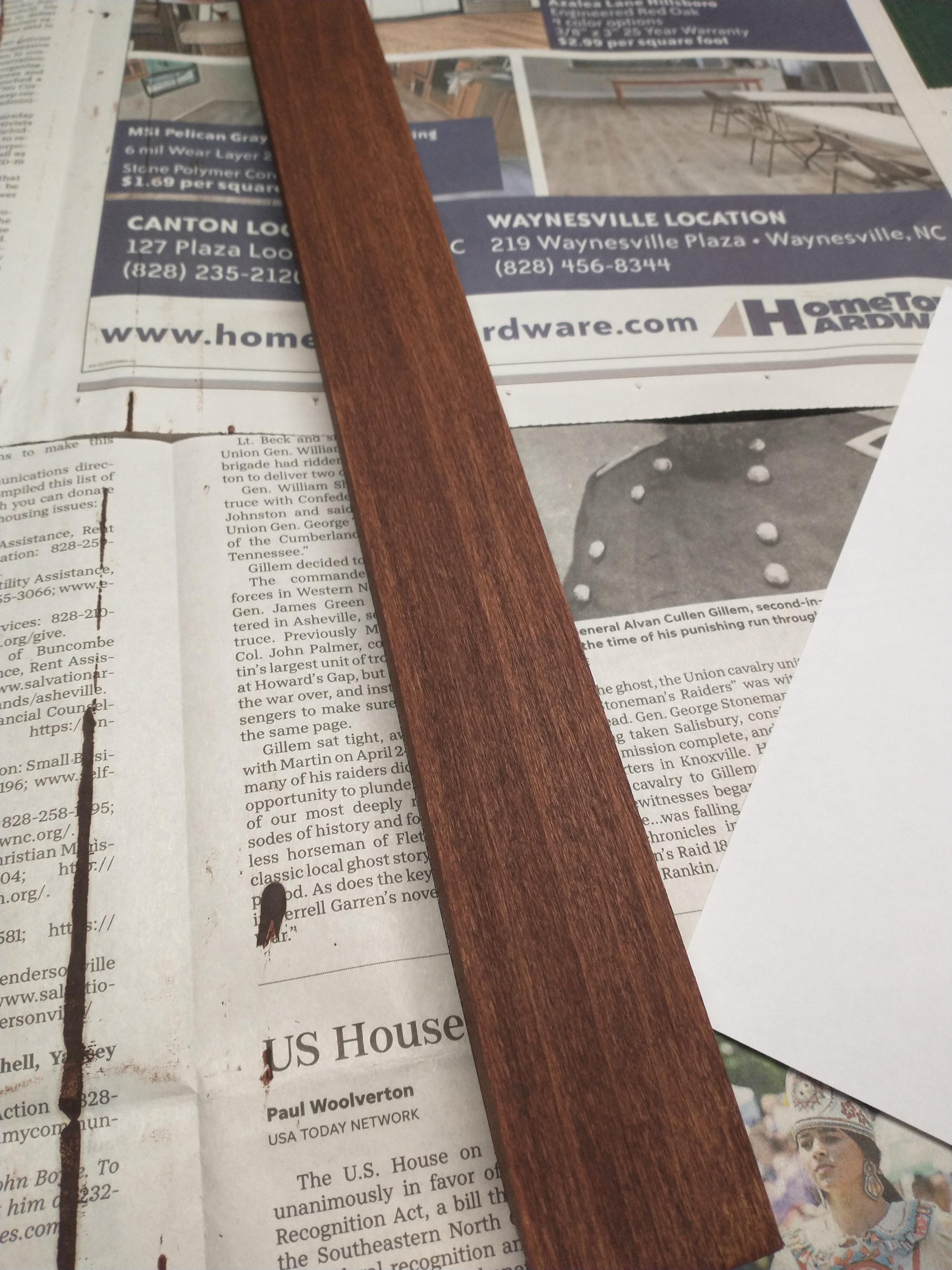 This is how General Finishing Brown Mahogany Gel Stain looks on poplar