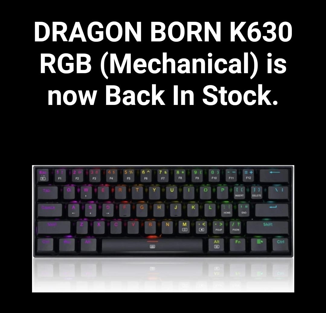 Back in stock: Redragon K630 (available for 4799 on the Redragon