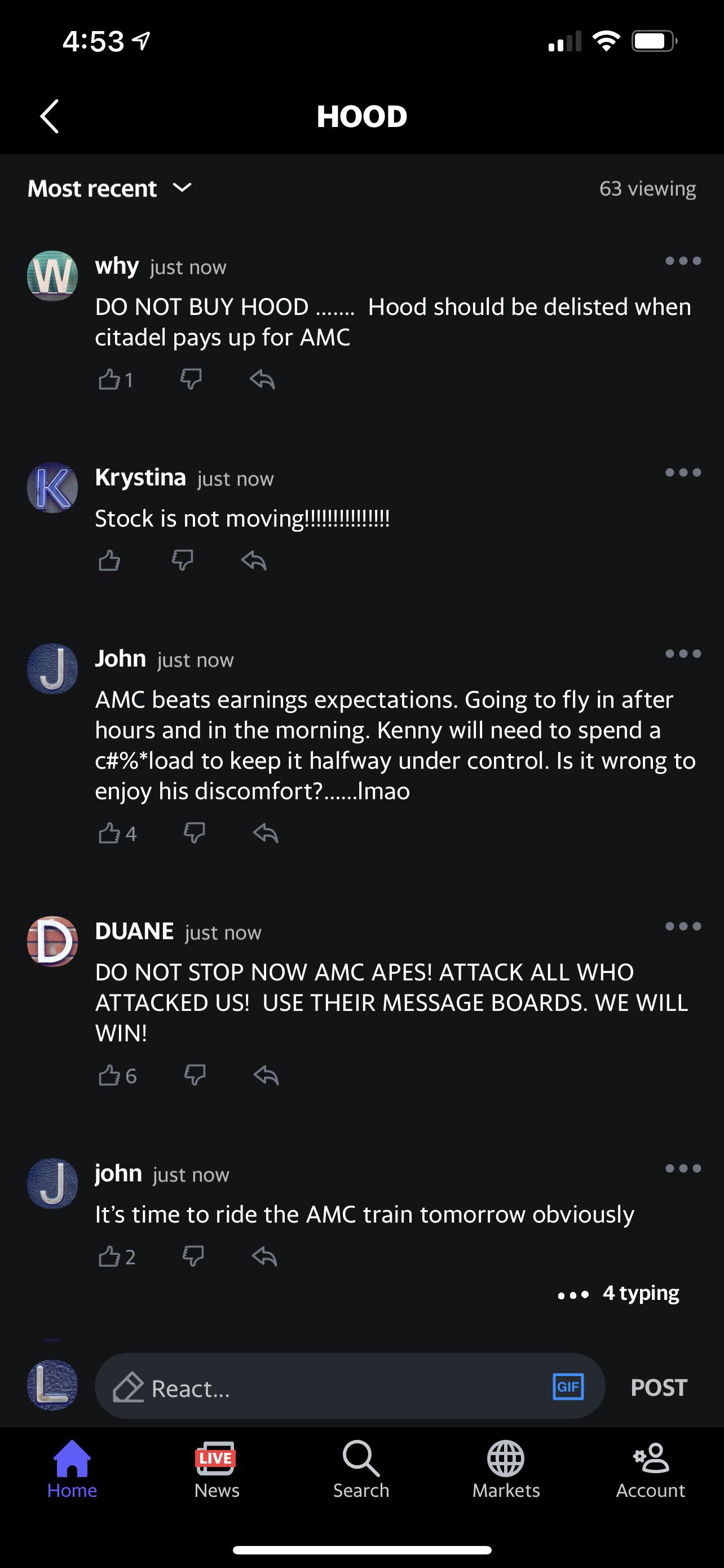 AMC Apes have takin control of HOOD board on yahoo finance lol