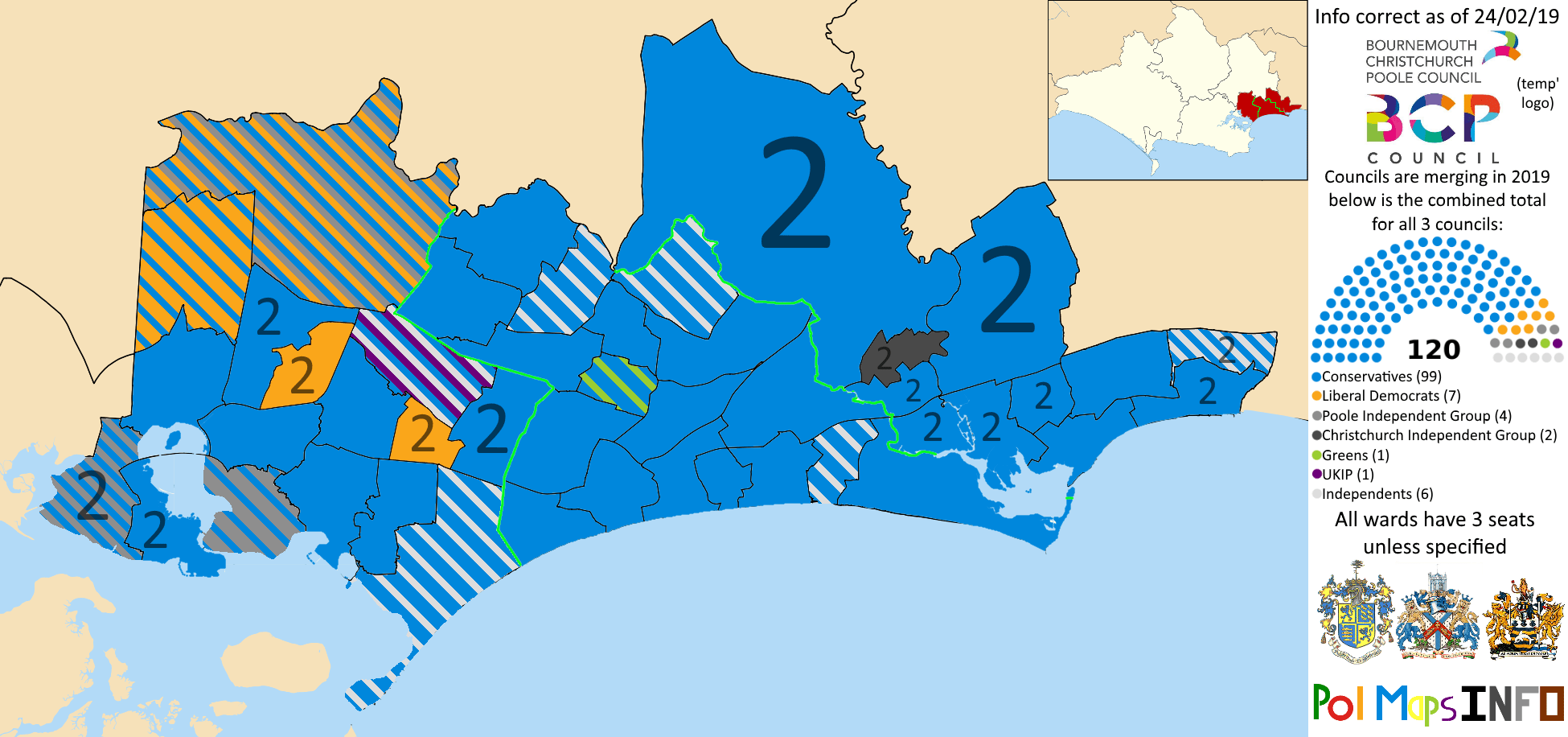 Bournemouth, Christchurch and Poole Council (premerger), Dorset, South