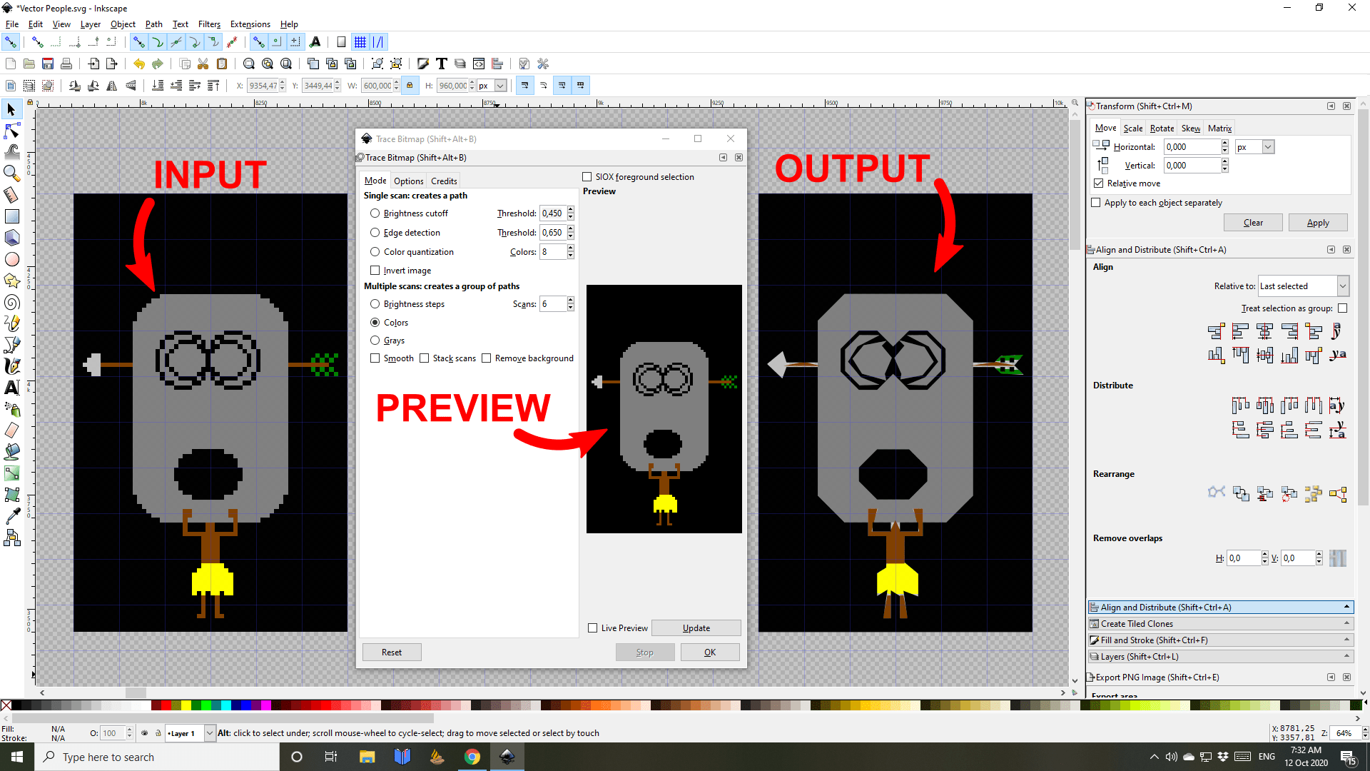 Issue with Trace Bitmap I'm trying to convert some pixel art into