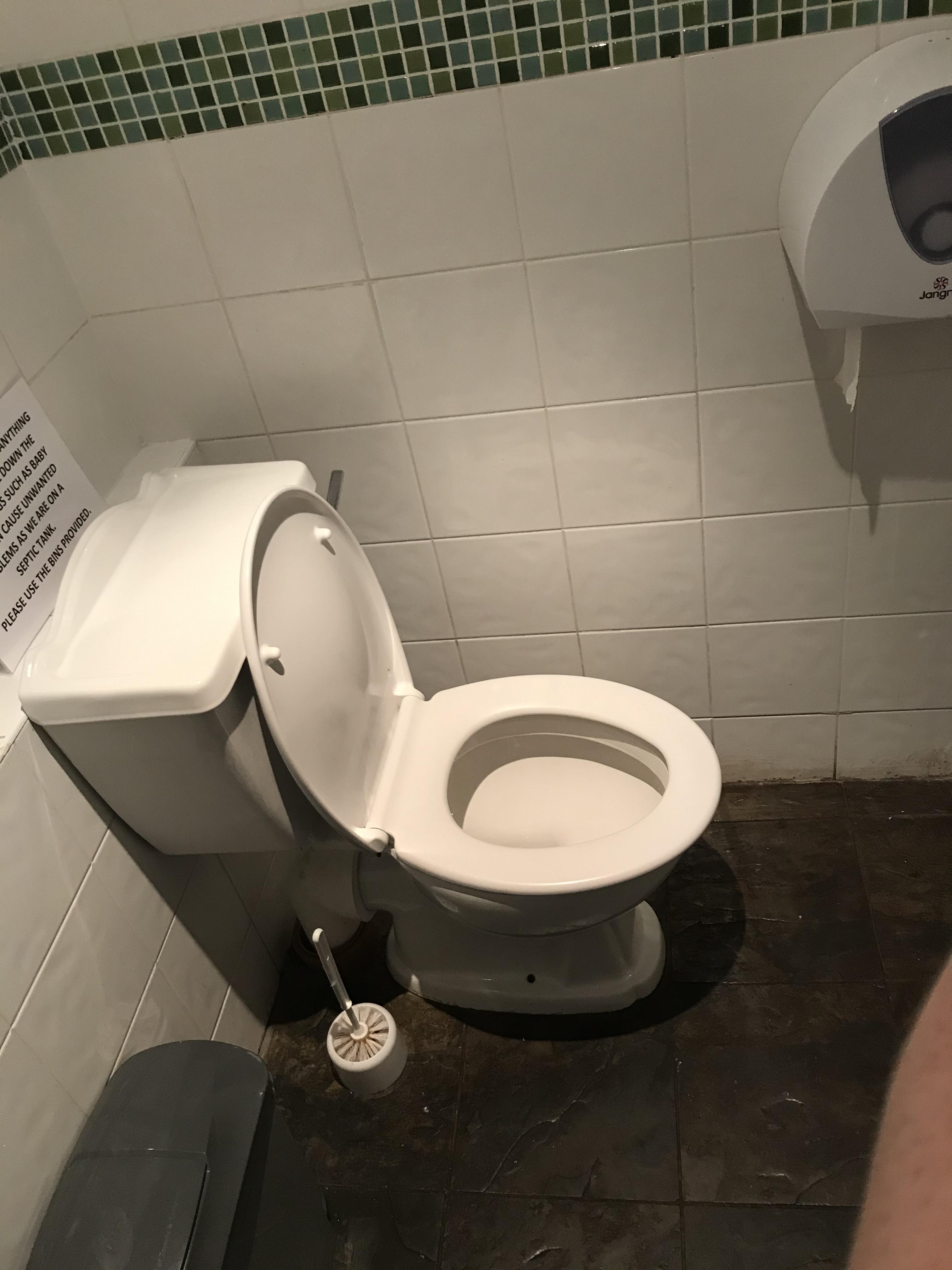 When you walk through the door of this toilet cubicle, the toilet is