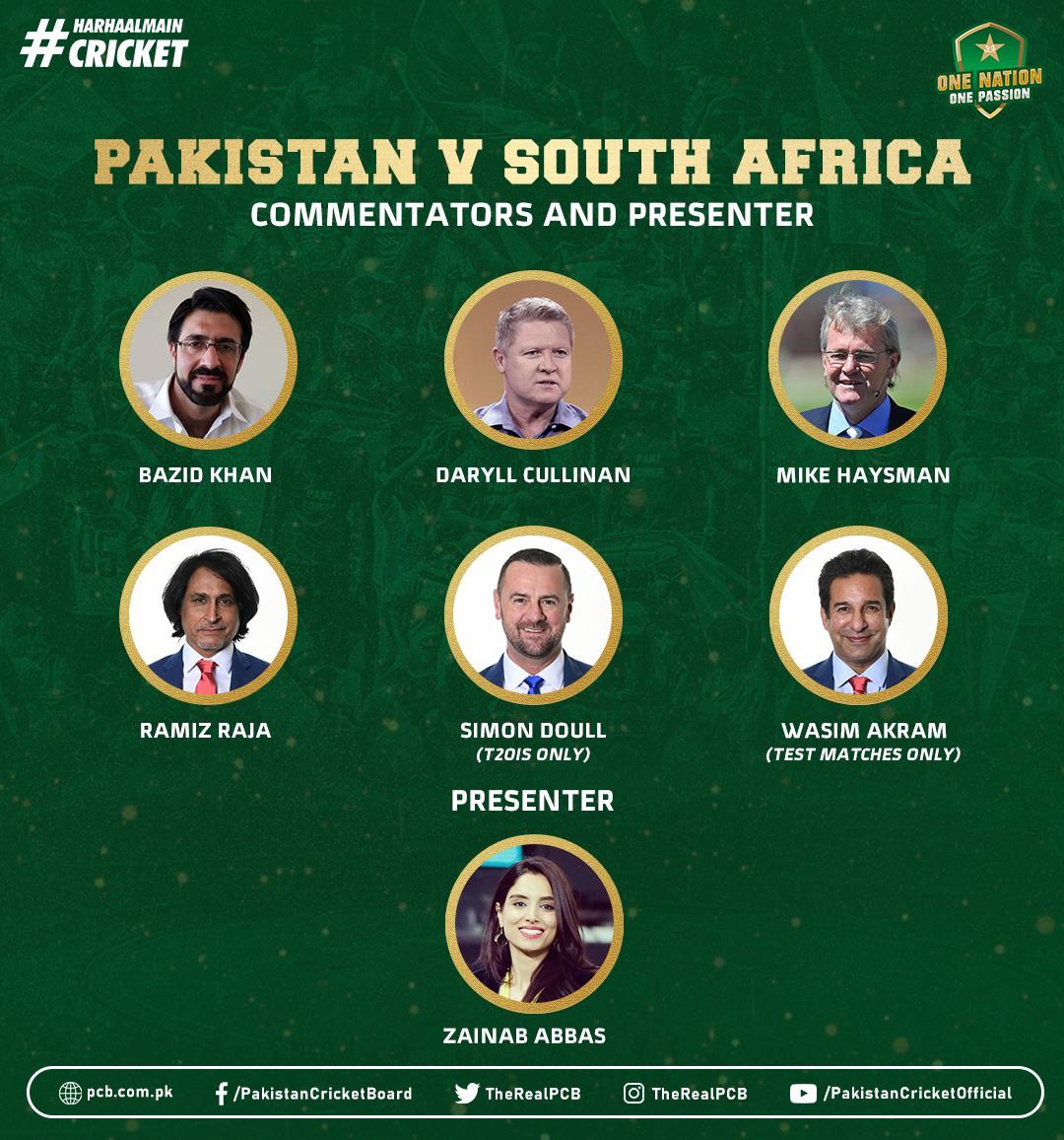 Commentary panel for South Africa tour of Pakistan r/Cricket