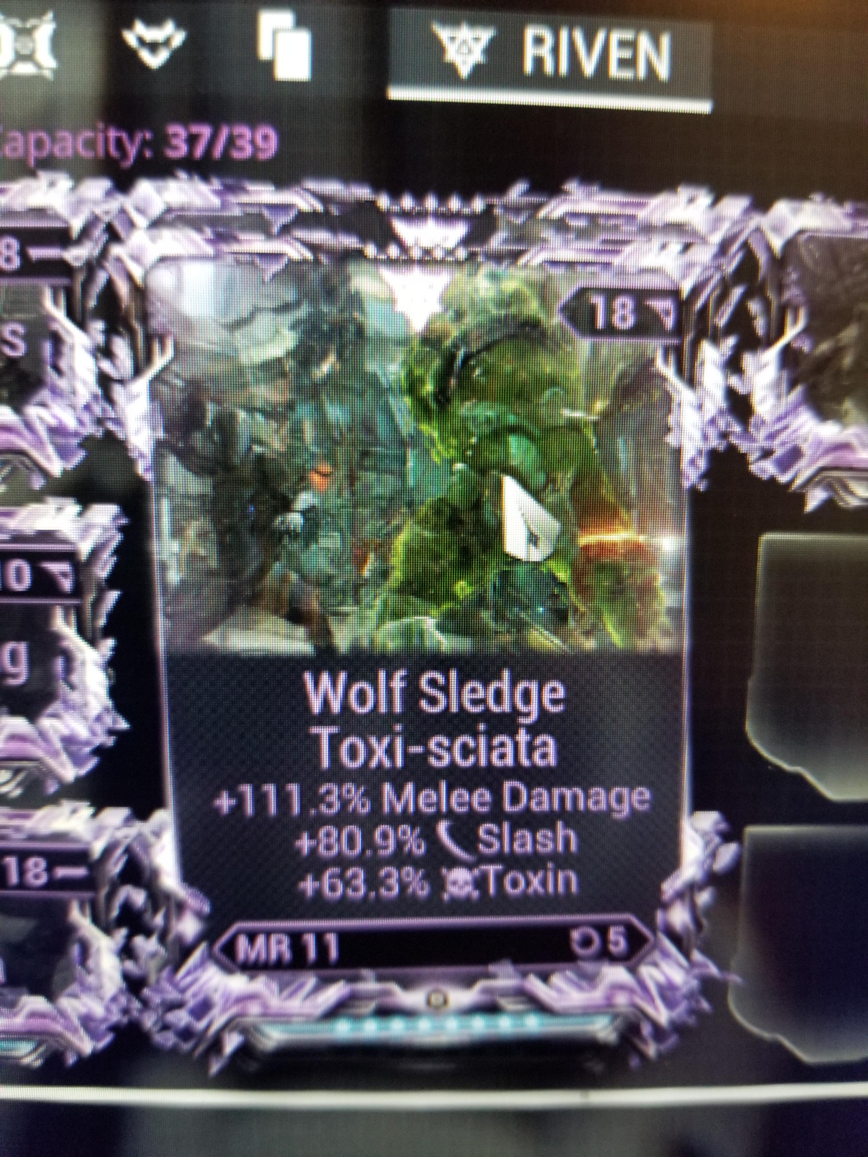 [WTS][PC] [RIVEN]Wolf sledge riven. PMO r/wartrade