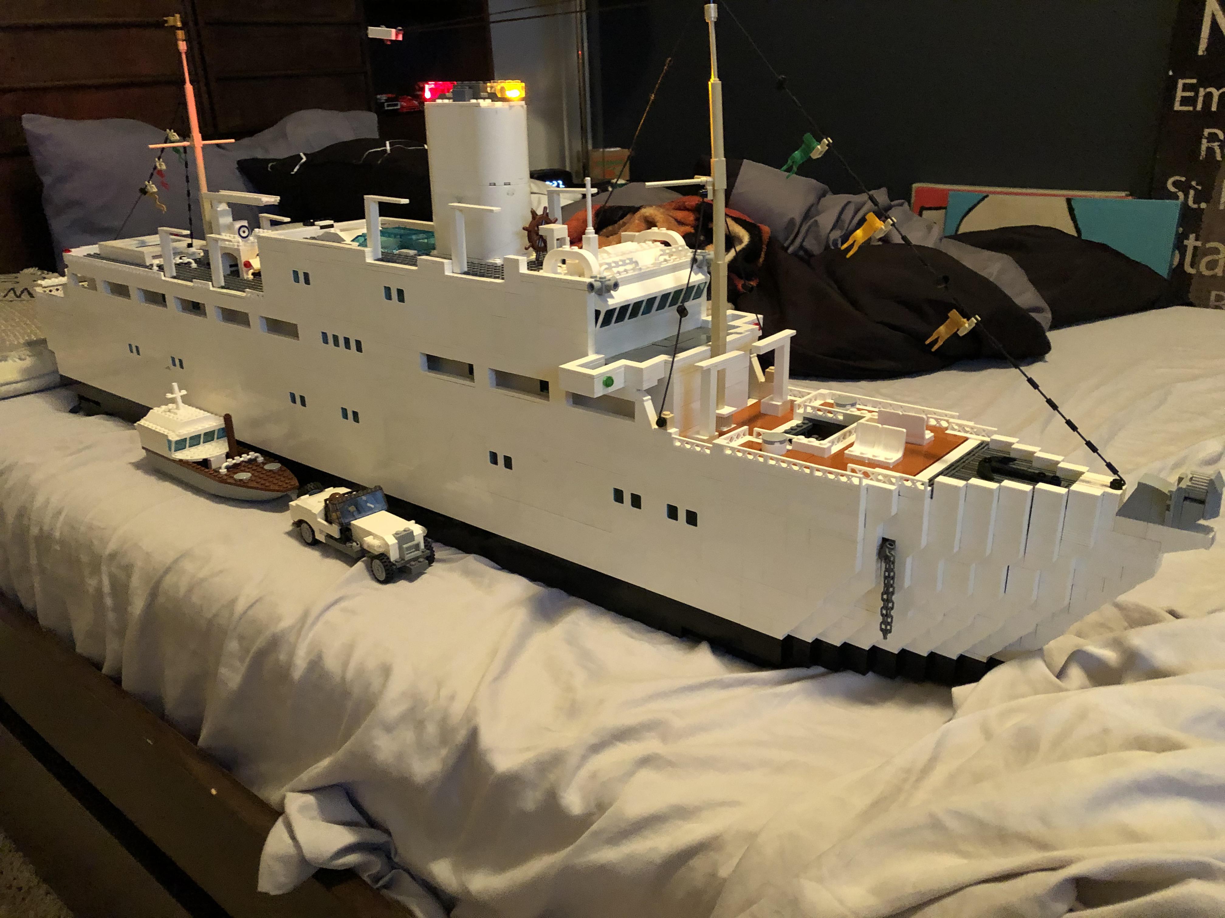 My Lego ship finished! After 5 days of work. (boat and car for scale) lego