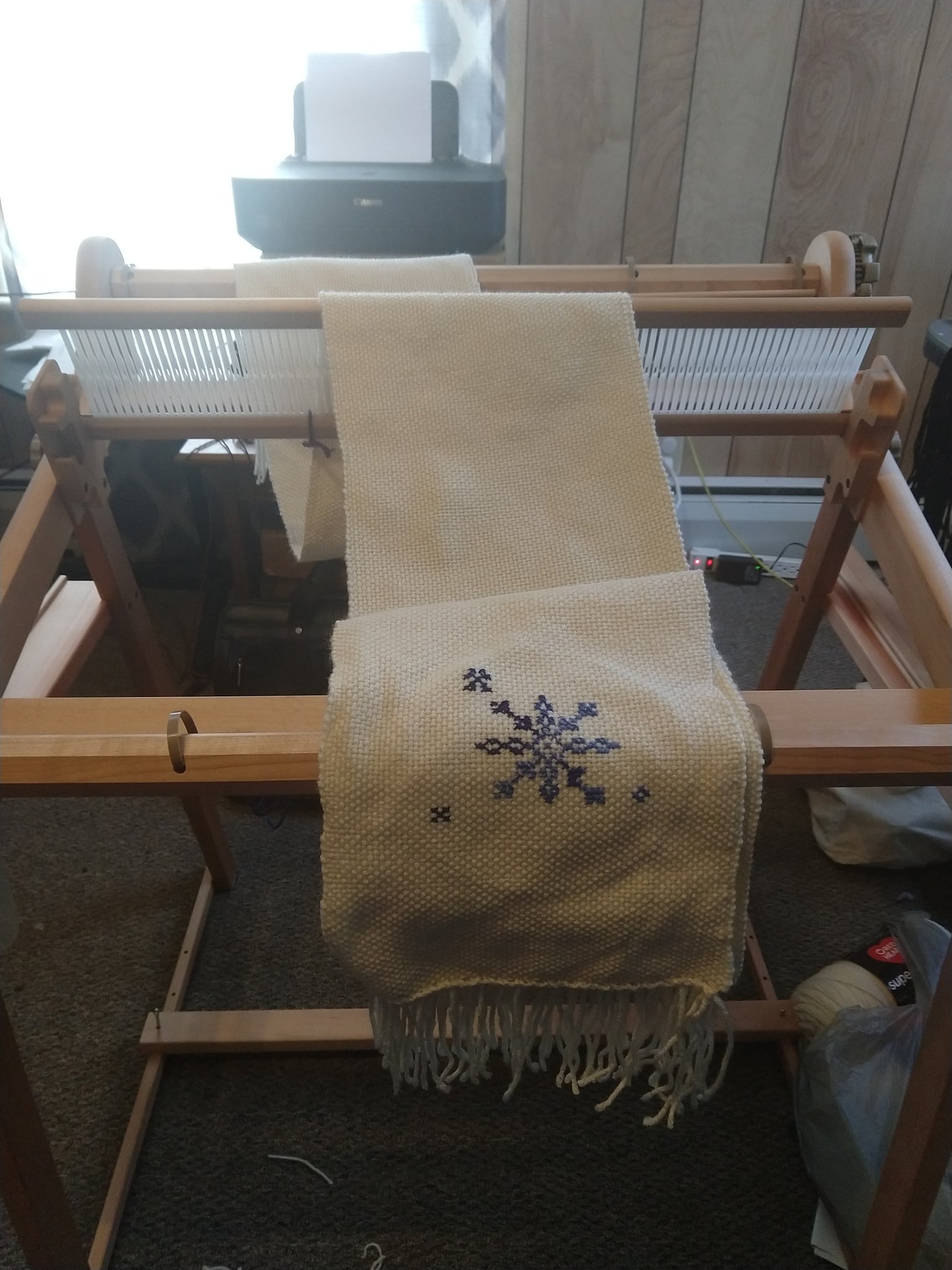 Snowflake scarf New Rigid Heddle Loom, this is my best work to date I