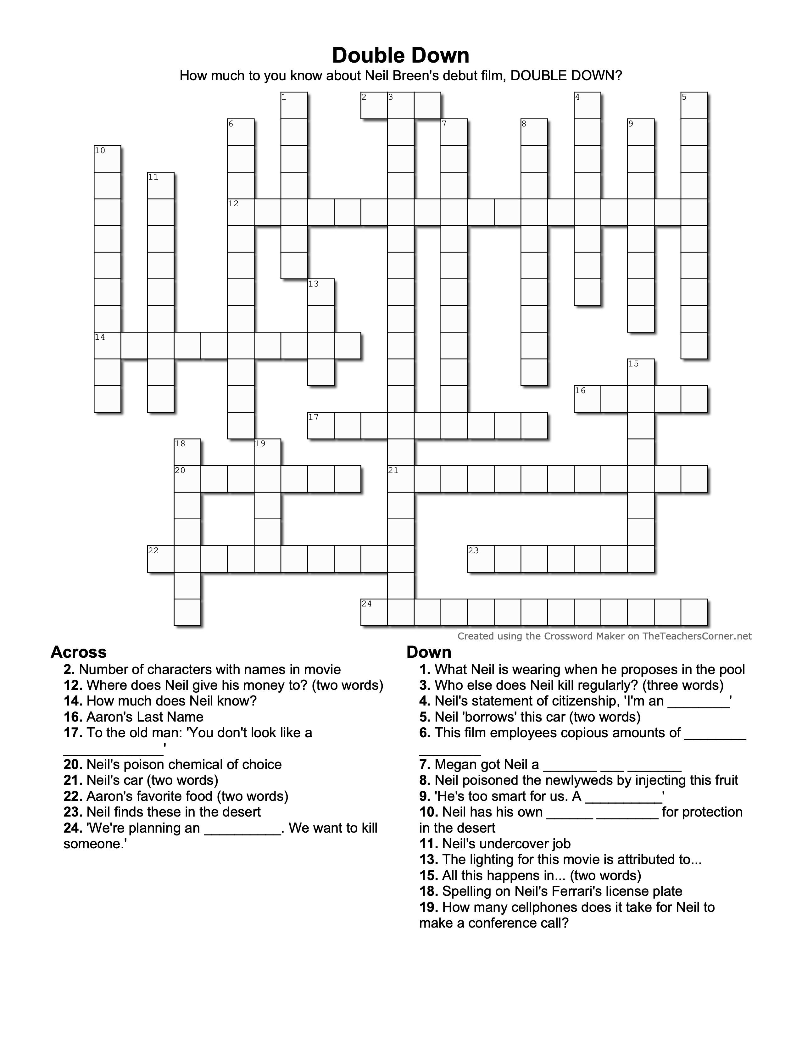 Double Down Crossword Puzzle r/NeilBreen