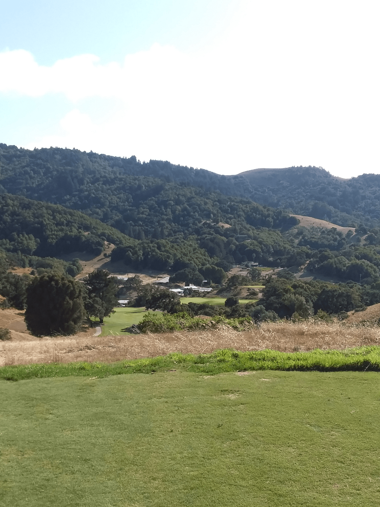 How about a downhill Par 5 to split greens, often with the wind in your