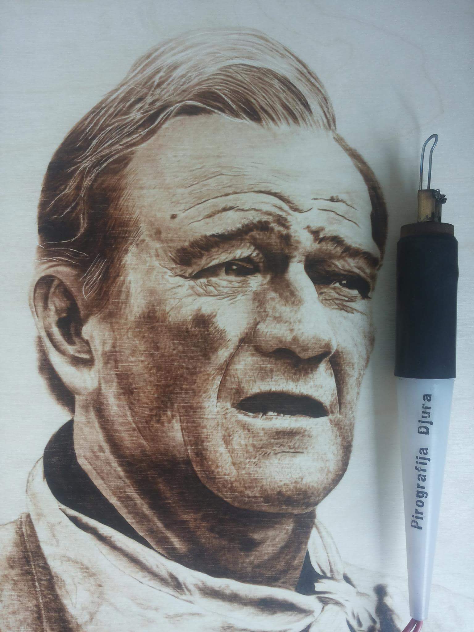 Handmade woodburning, pyrography portrait on birch r/Pyrography