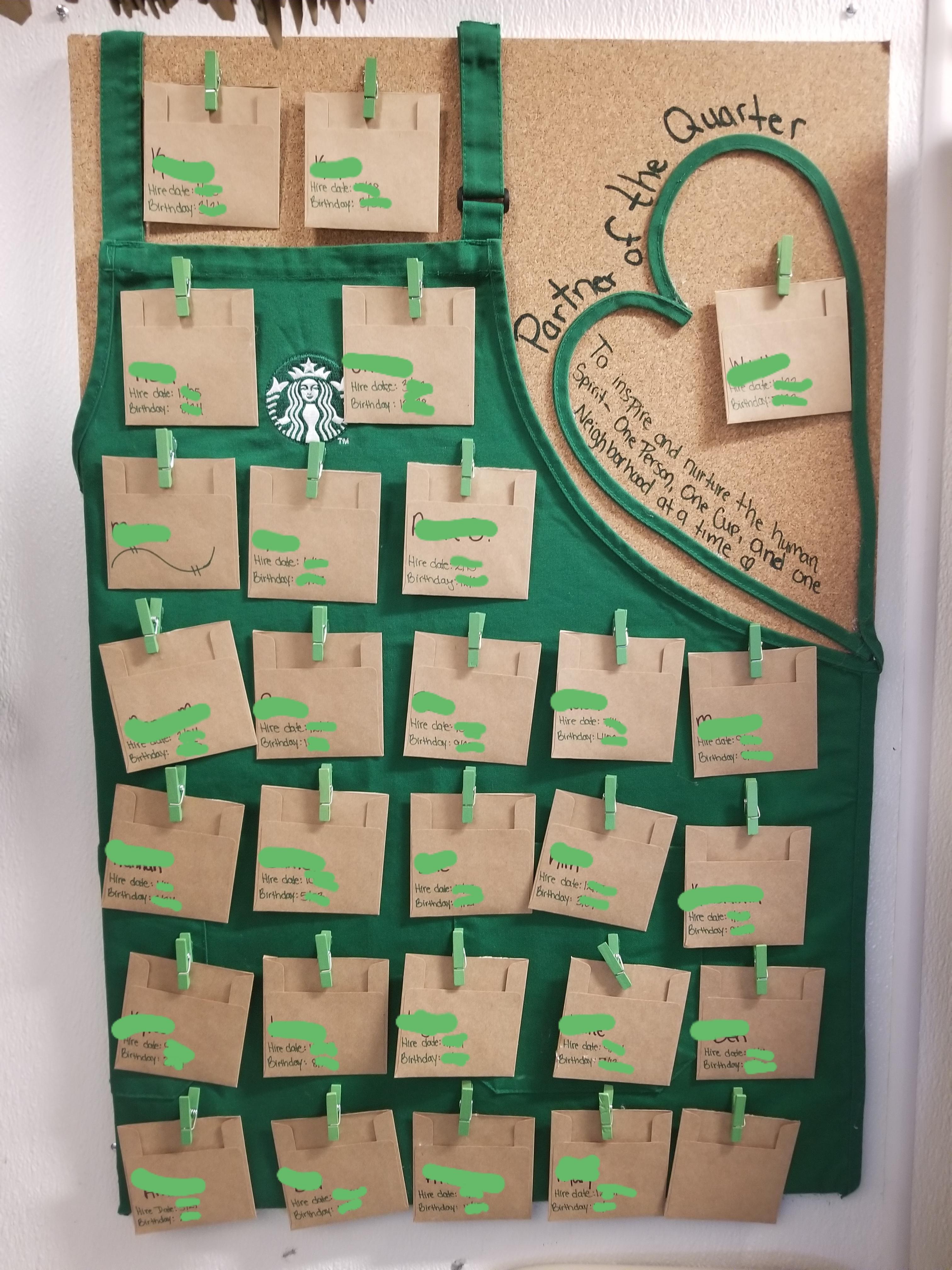 Our new Green Apron Board! r/starbucks