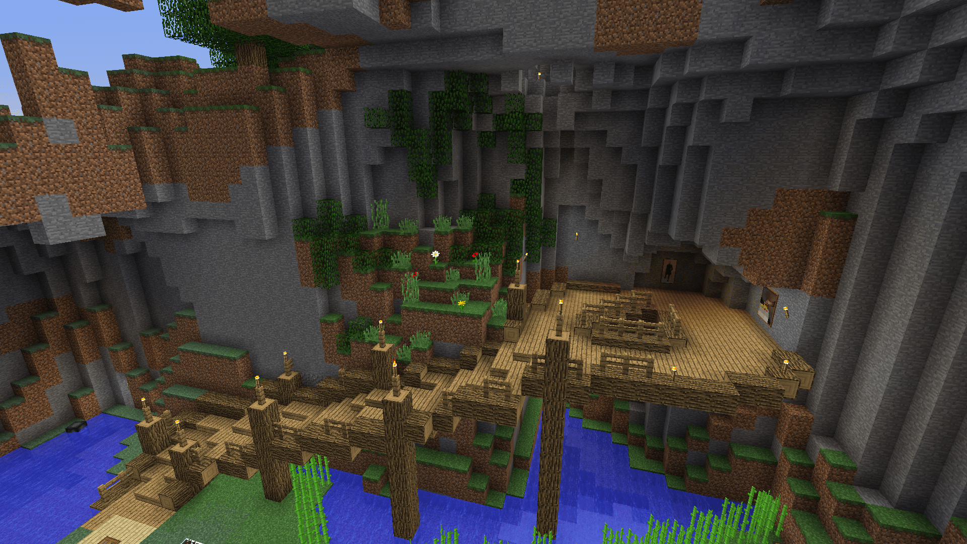 A relatively early version of my mountainside base. Minecraft