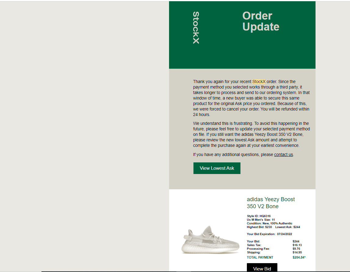 Never got a refund for this cancelled order, and now i'm getting emails