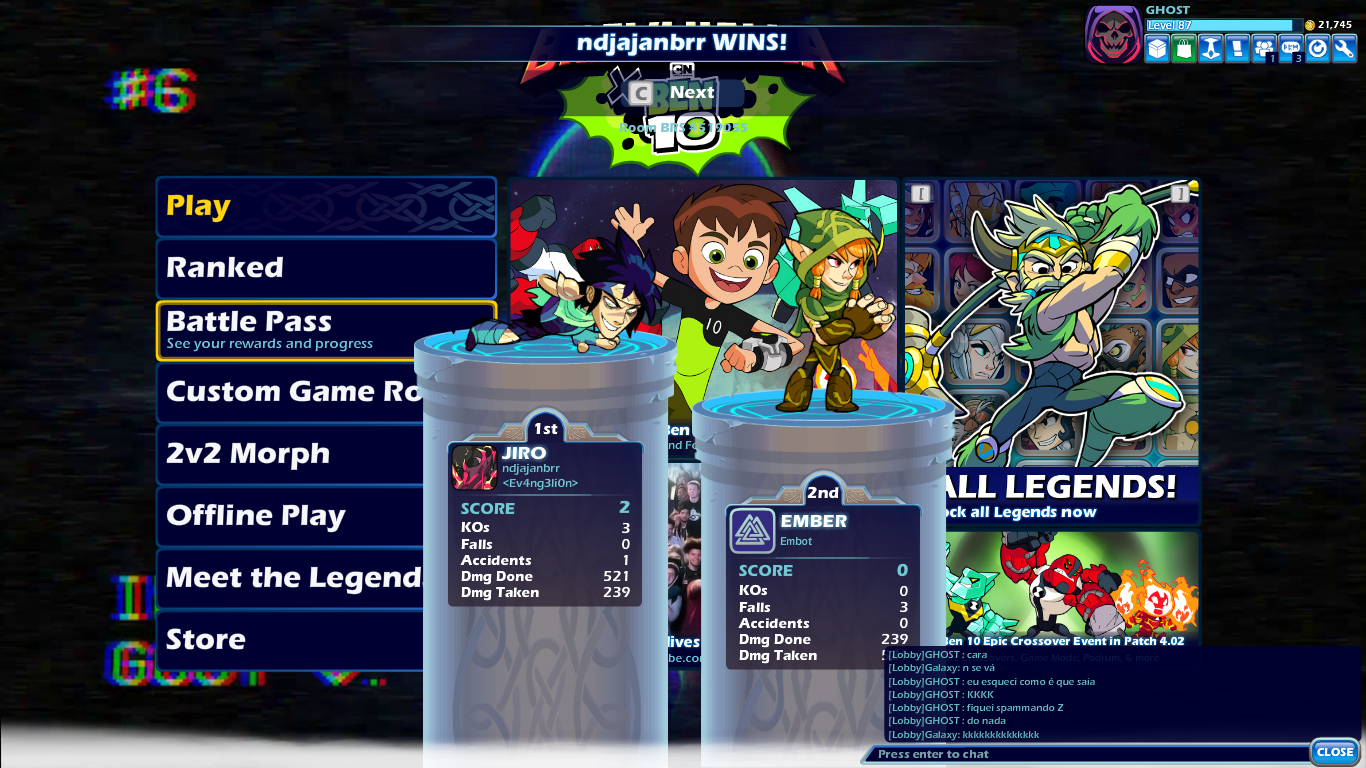 This glitch again except ember is enjoying All legends pack r/Brawlhalla