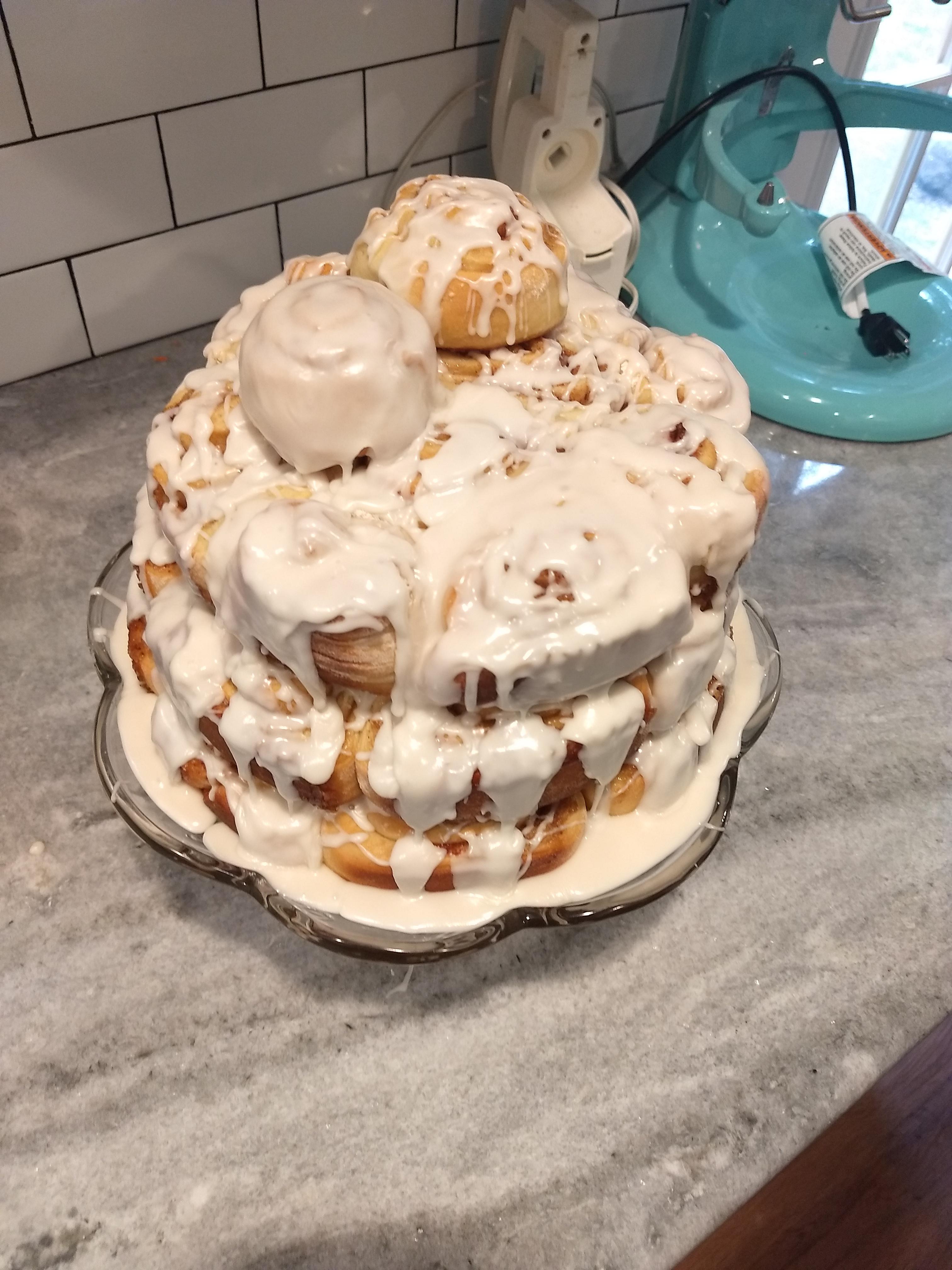 Cinnamon roll wedding cake r/covidcookery