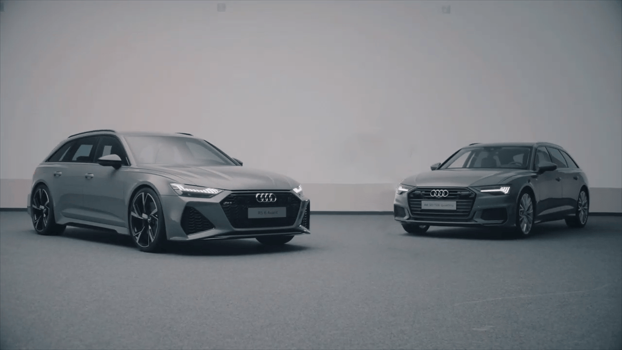 Side by side comparison of A6 and RS6 Audi