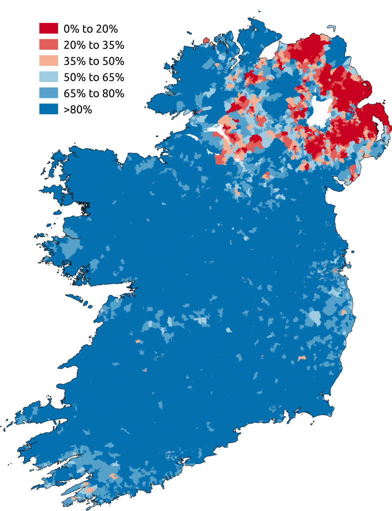 Map Of Ireland With Of Catholics In Different Areas MapPorn