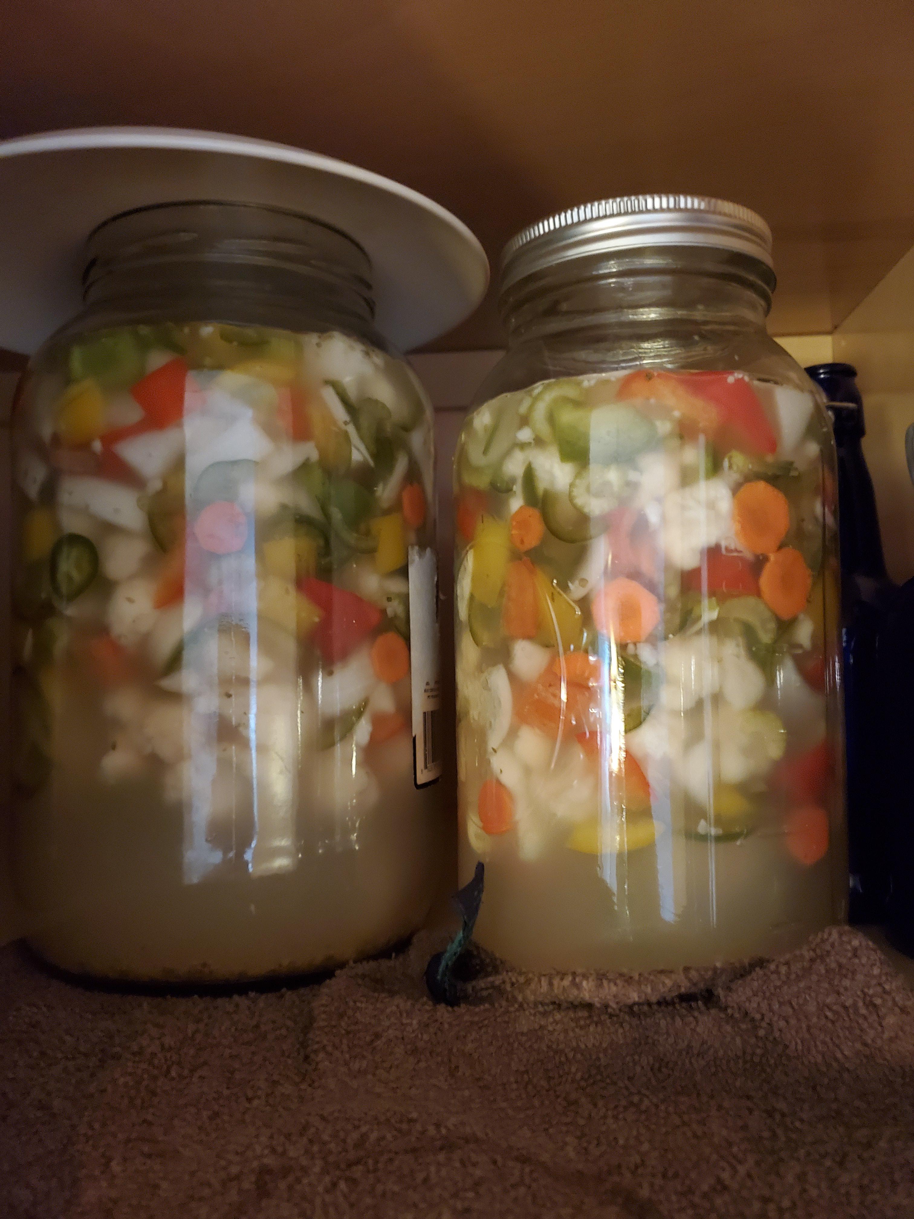 Cauliflower, carrots, celery, onions, red yellow and green bell peppers, jalapeños, garlic, and