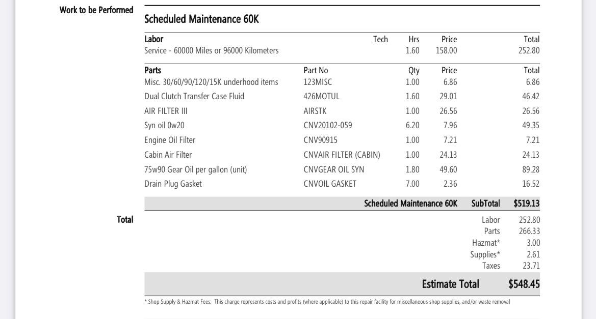 60k service cost? Does this look right? : r/Tacomaworld