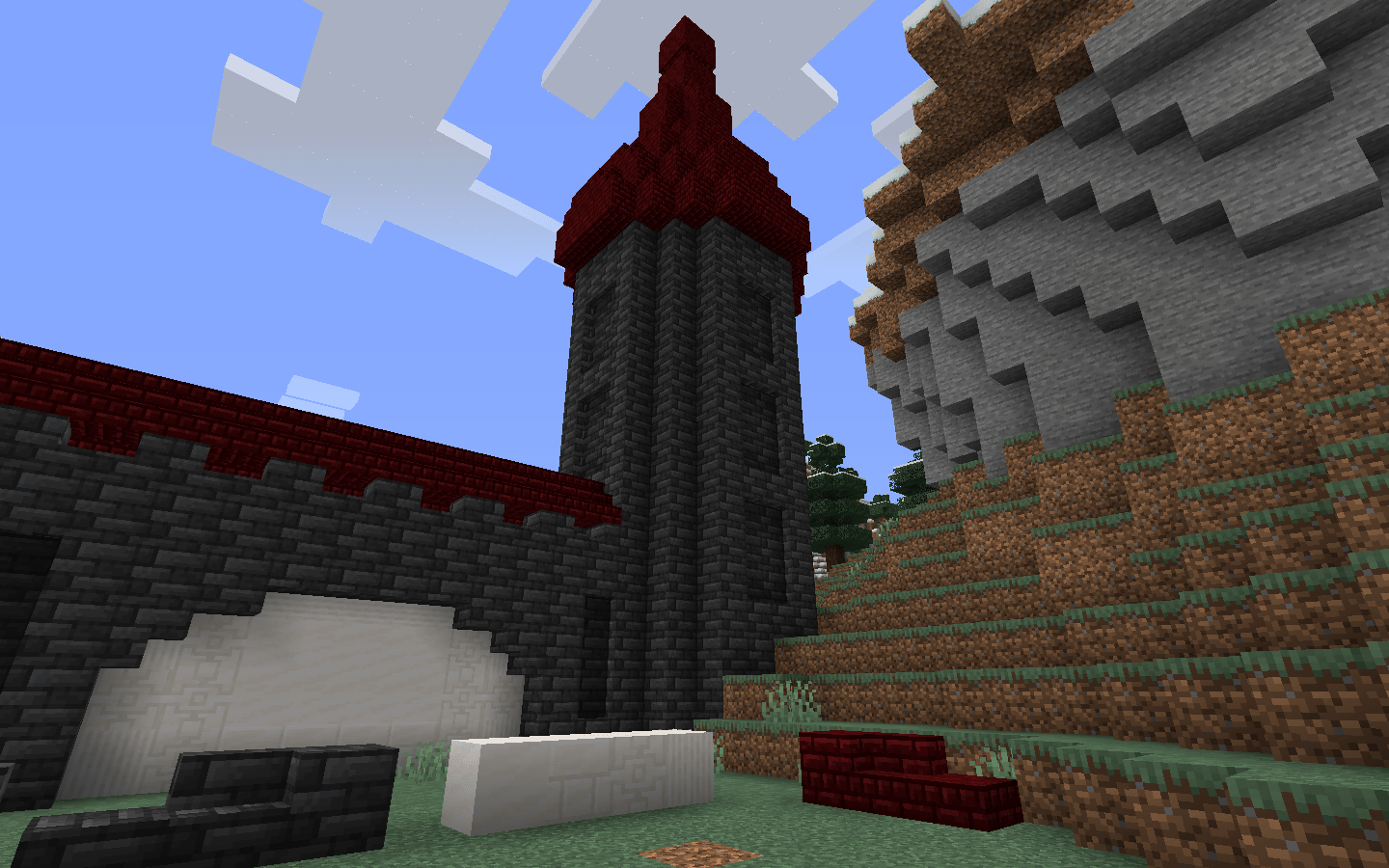 made a concept for a castle using deepslate tiles what do you guys