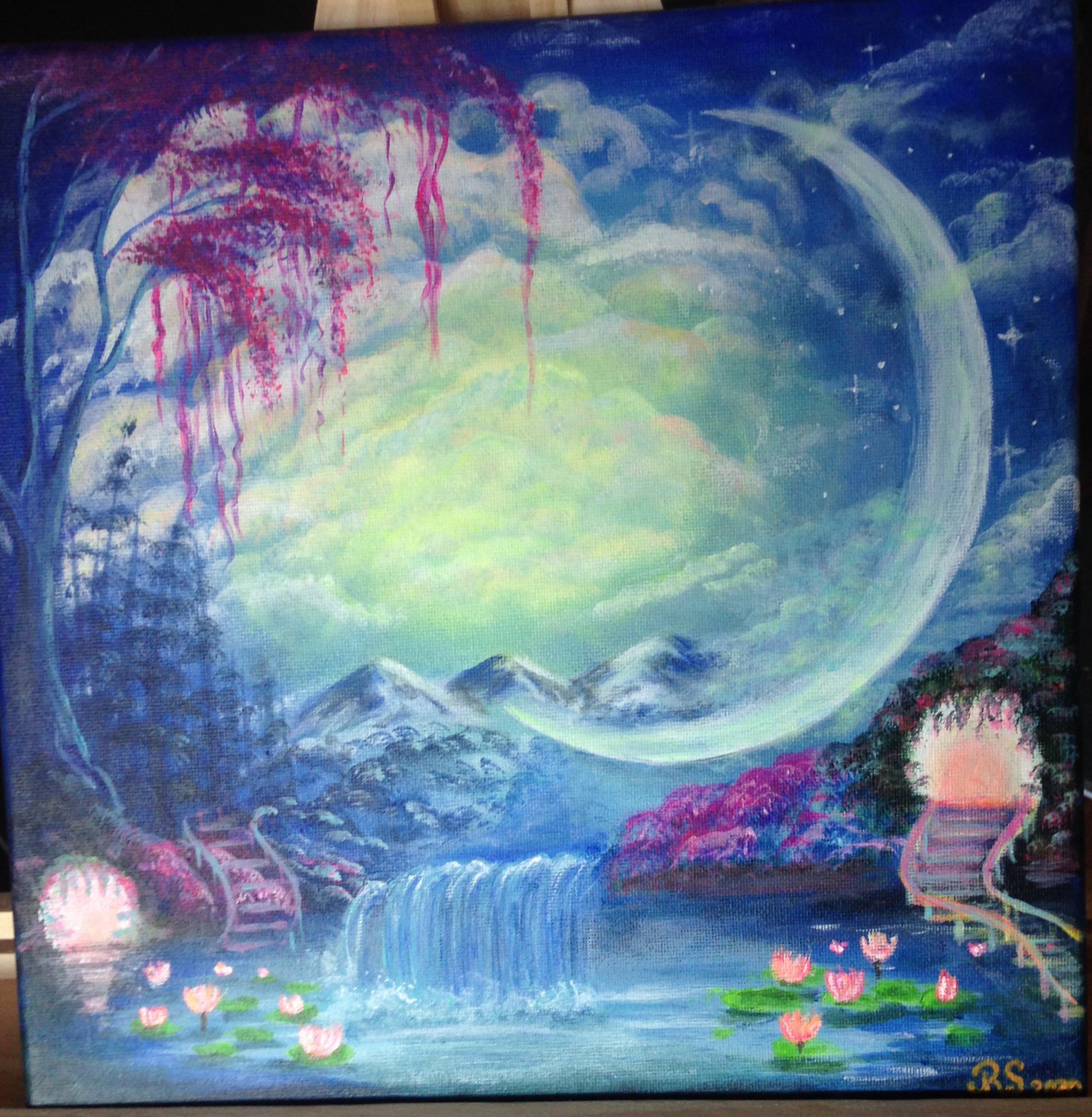 Another fantasy landscape painted with acrylics on canvas ) 💙 r/Jazza