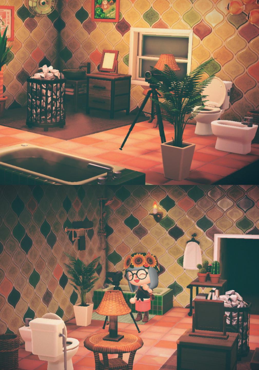 Redid my bathroom after finally getting a tub from the Cranny! r/ACNH