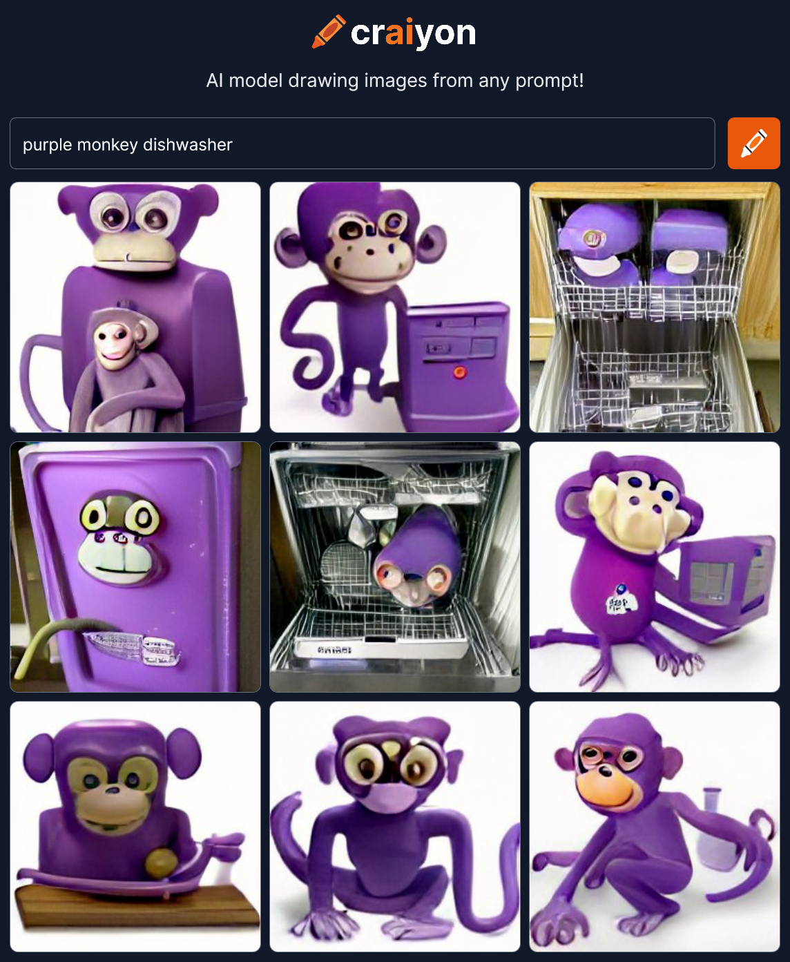 "Purple Monkey Dishwasher" r/dallemini