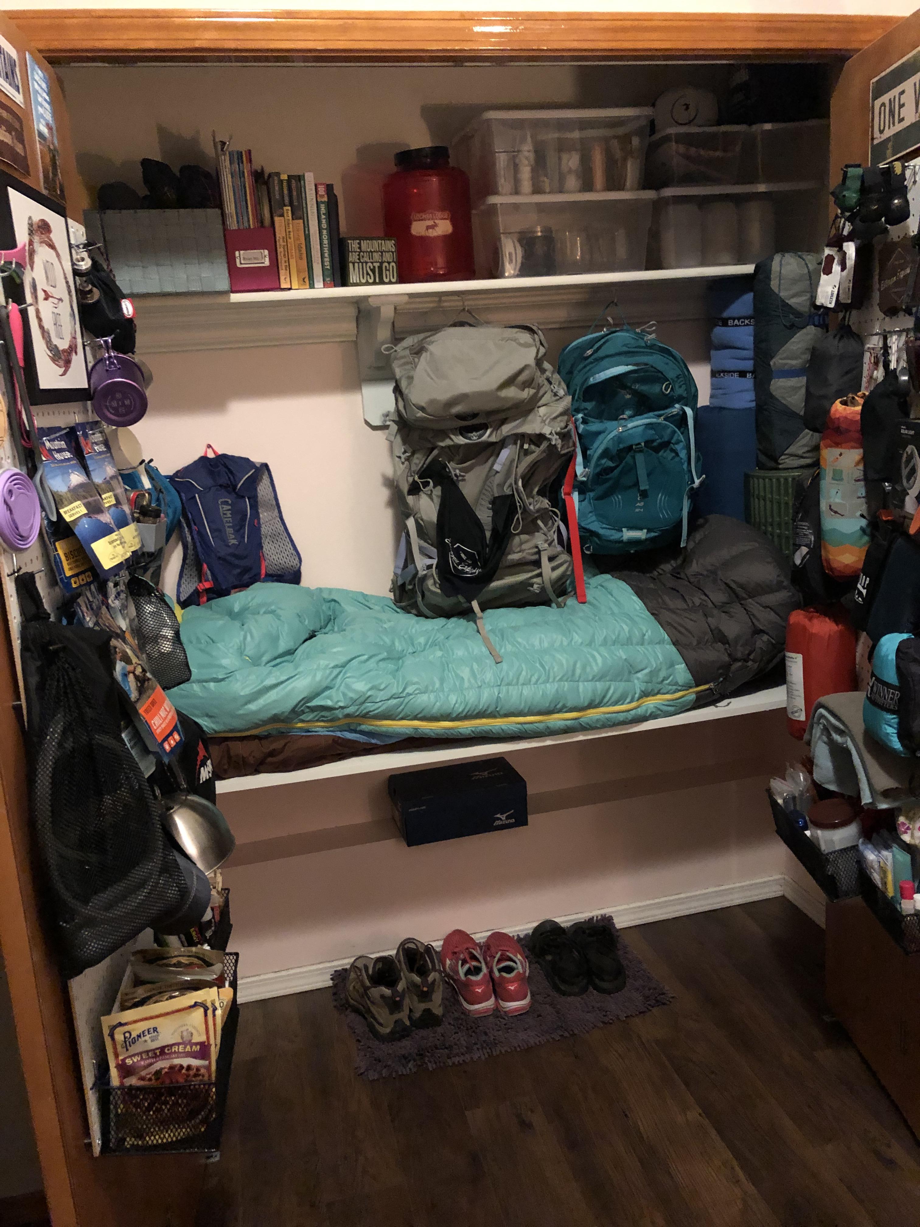 Finally got my gear closet finished! r/backpacking