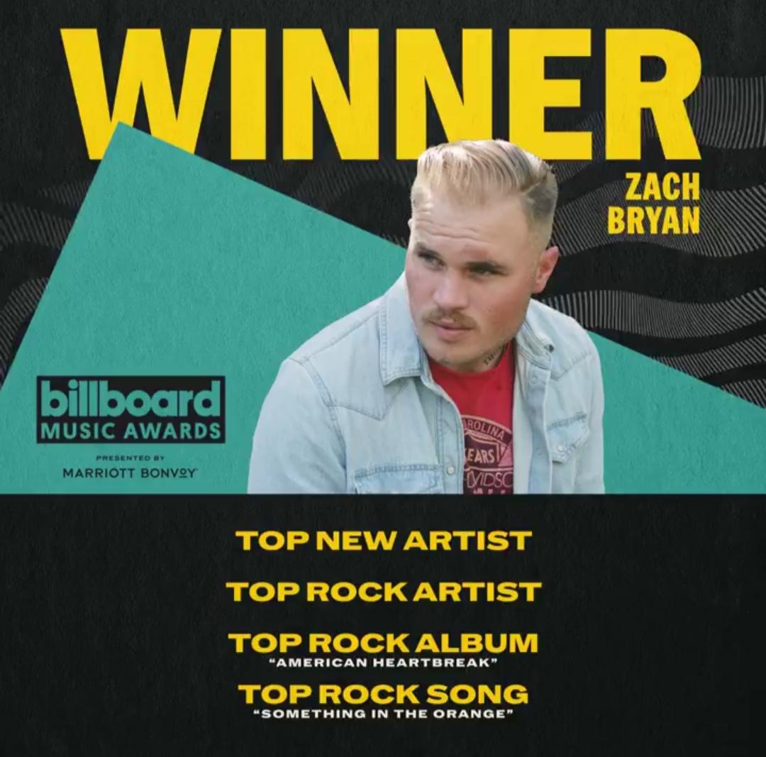 Zach Bryan has won 4 awards at the Billboard Music Awards! 🔥 • Top