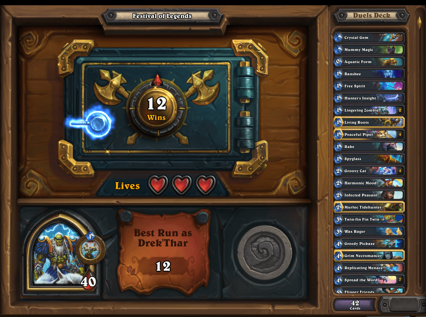 Groovy Cat Drek'thar is the most broken deck in duels history. 1 turn 2