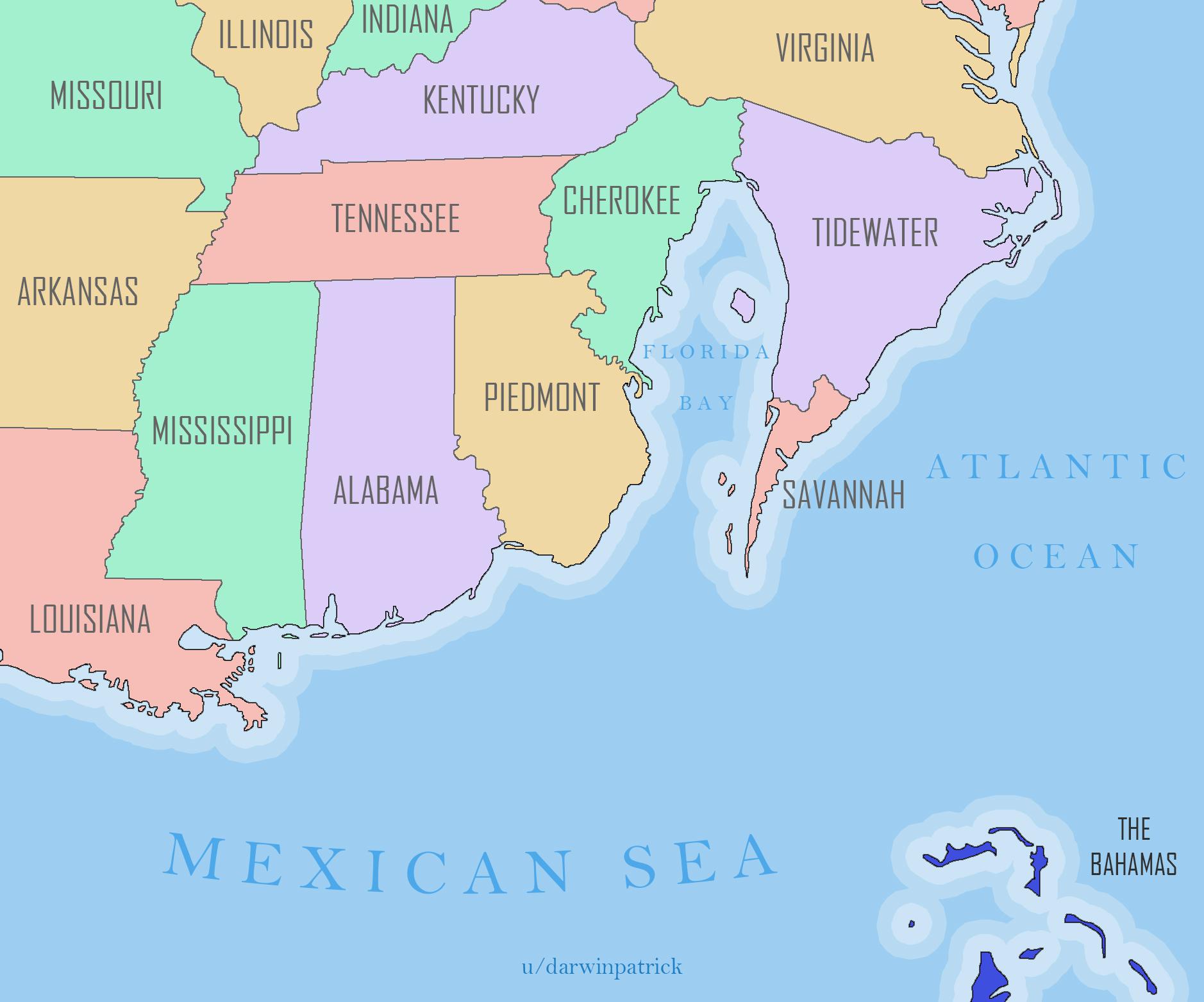 Florida Bay, and surrounding states r/imaginarymaps