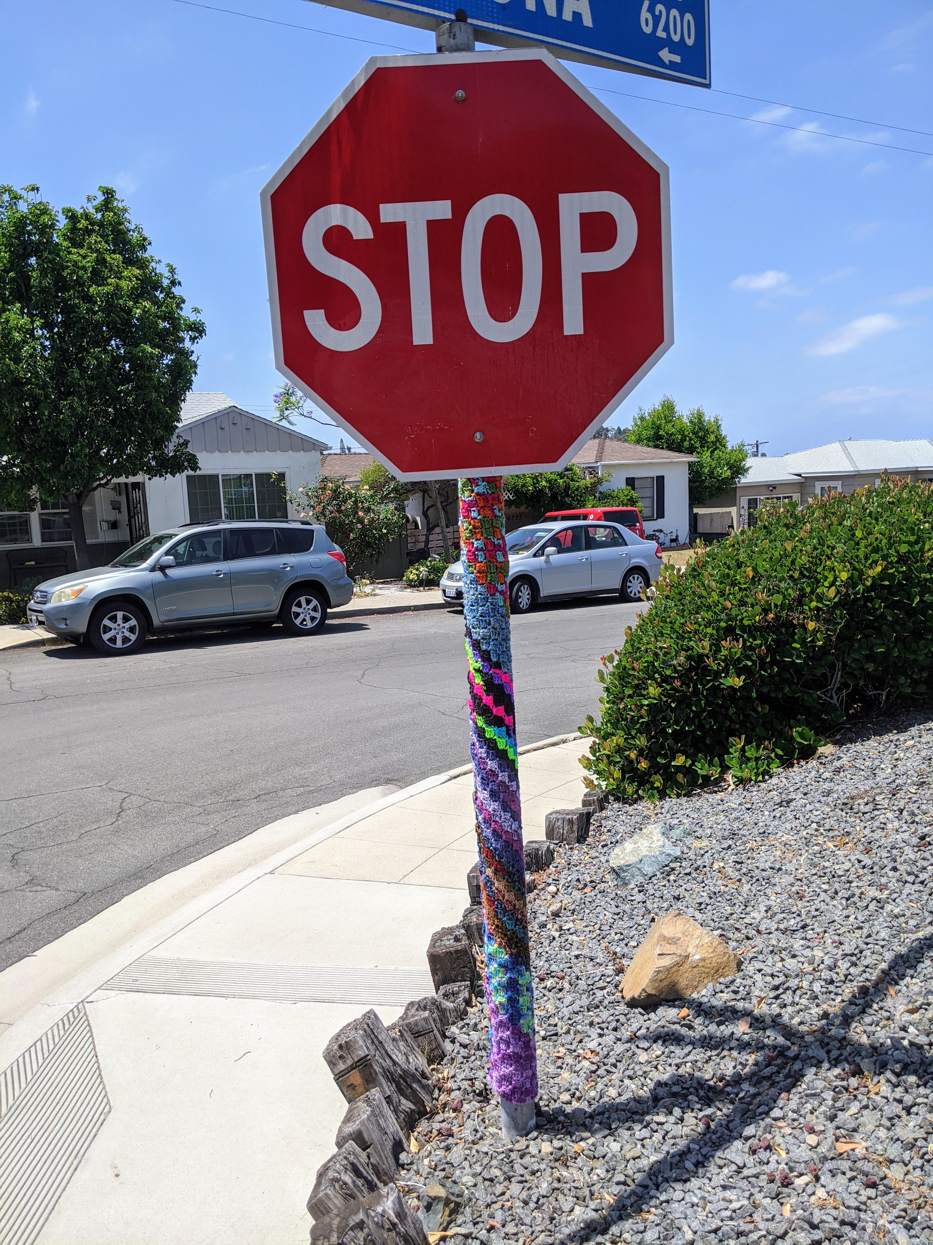 I yarn bombed our neighborhood stop sign r/crochet