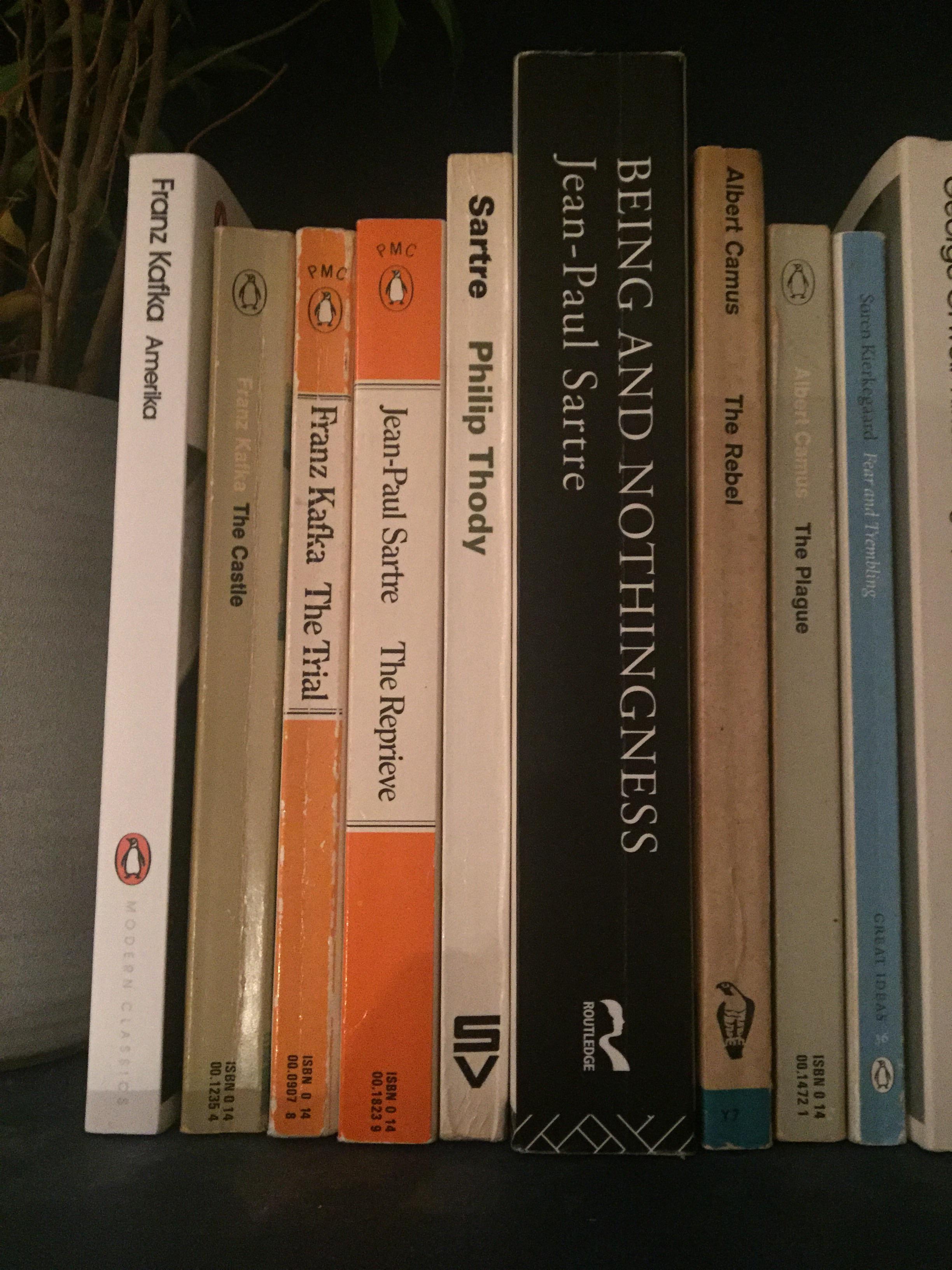 My existentialism book collection. As a politics and philosophy student