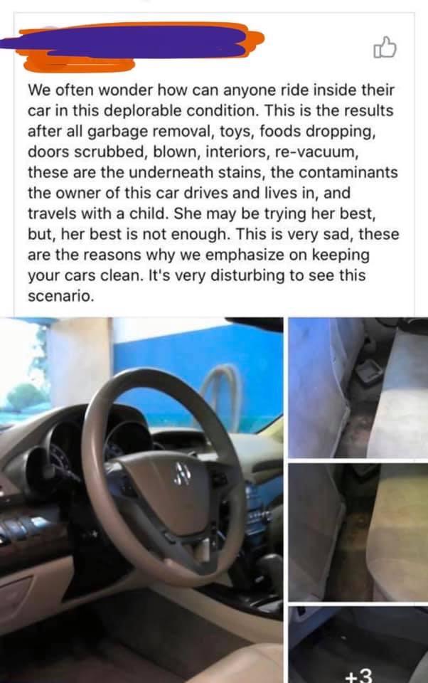 Car wash shaming customer for having a dirty car. “Her best is not