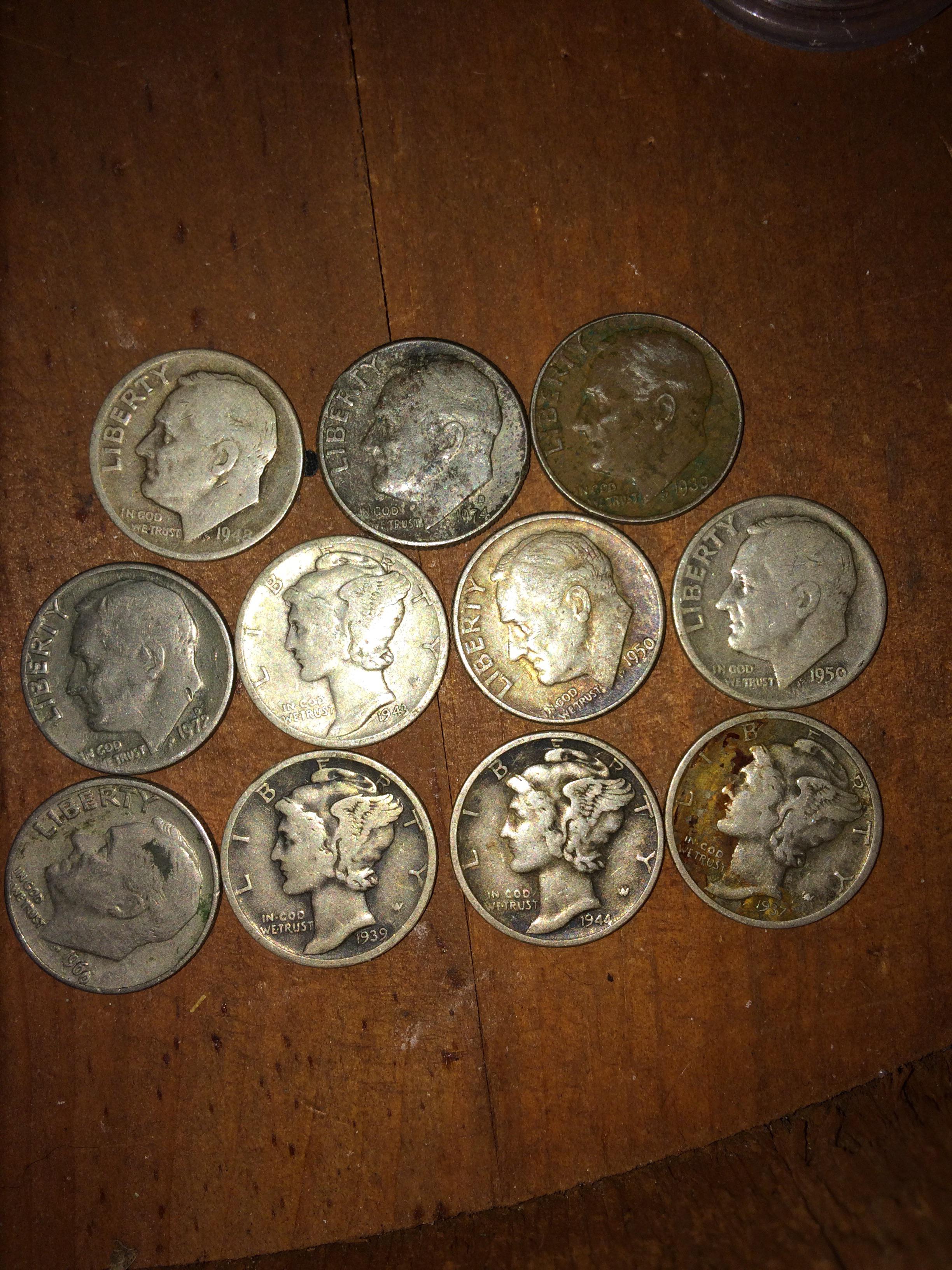 Any of these rare/worth anything? Found a bunch of old coins. Mercury