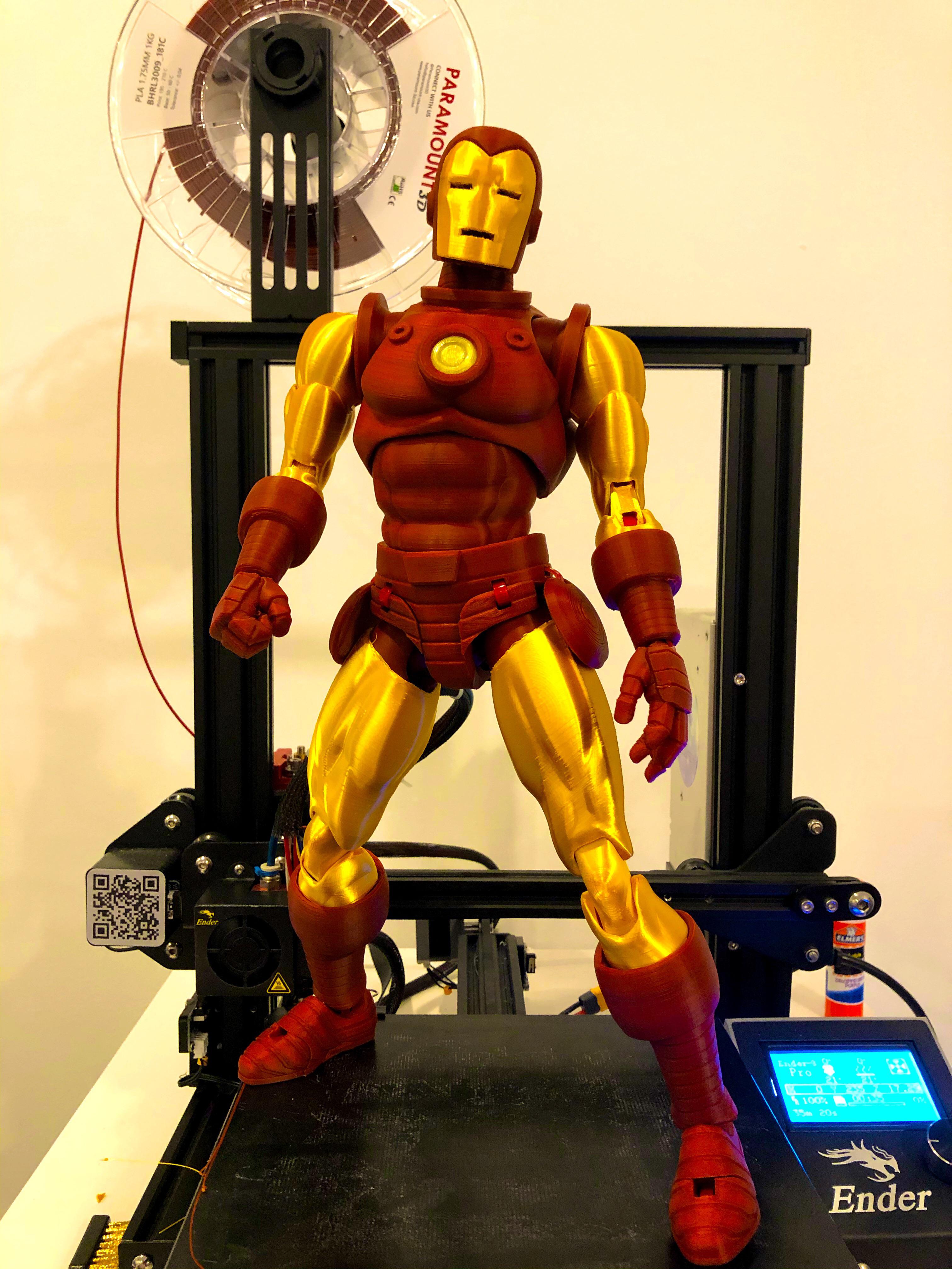 Custom 3D printed, 40cm fullyarticulate Iron Man! No paint. Link to
